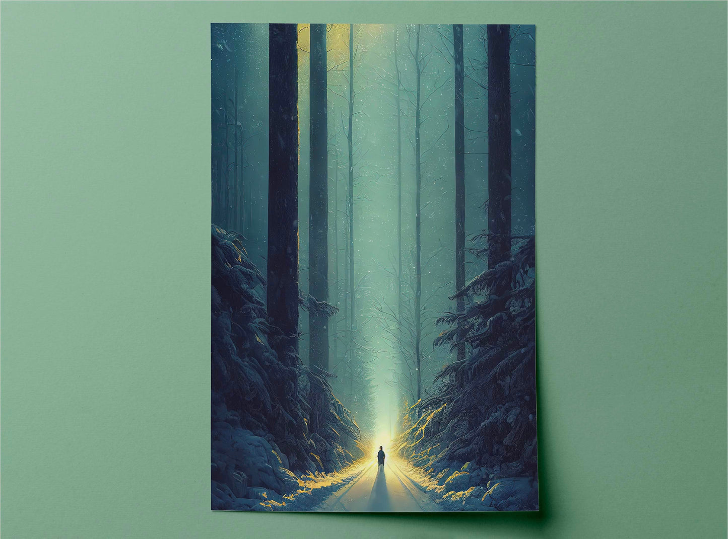 A Walk In The Winter Forest Canvas Art Print, Bedroom Canvas Wall Art, Wrapped Canvas Wall Art, Abstract Wall Art
