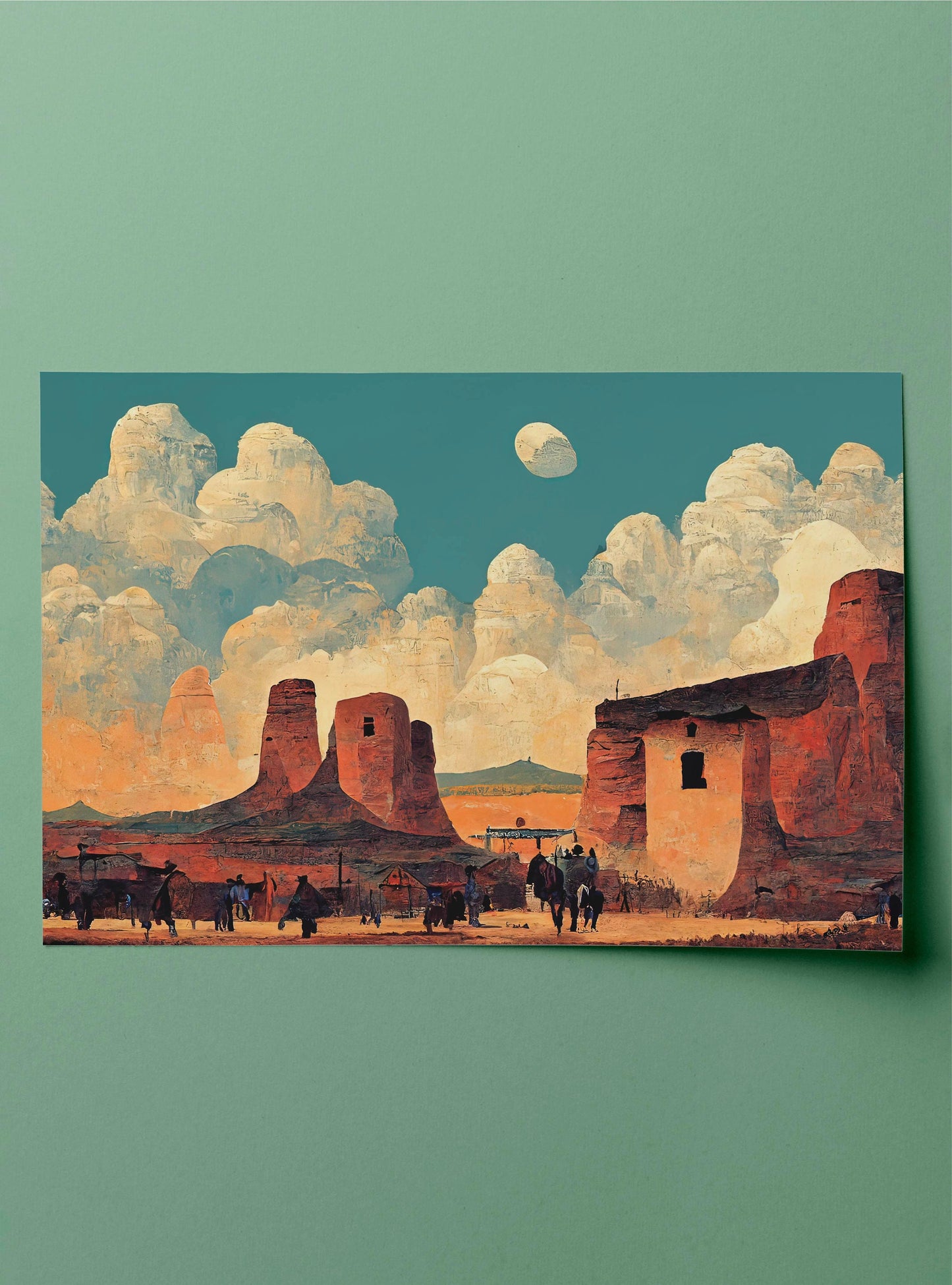 Wild West City In The Desert Canvas Art Print, Bedroom Canvas Wall Art, Wrapped Canvas Wall Art, Abstract Wall Art
