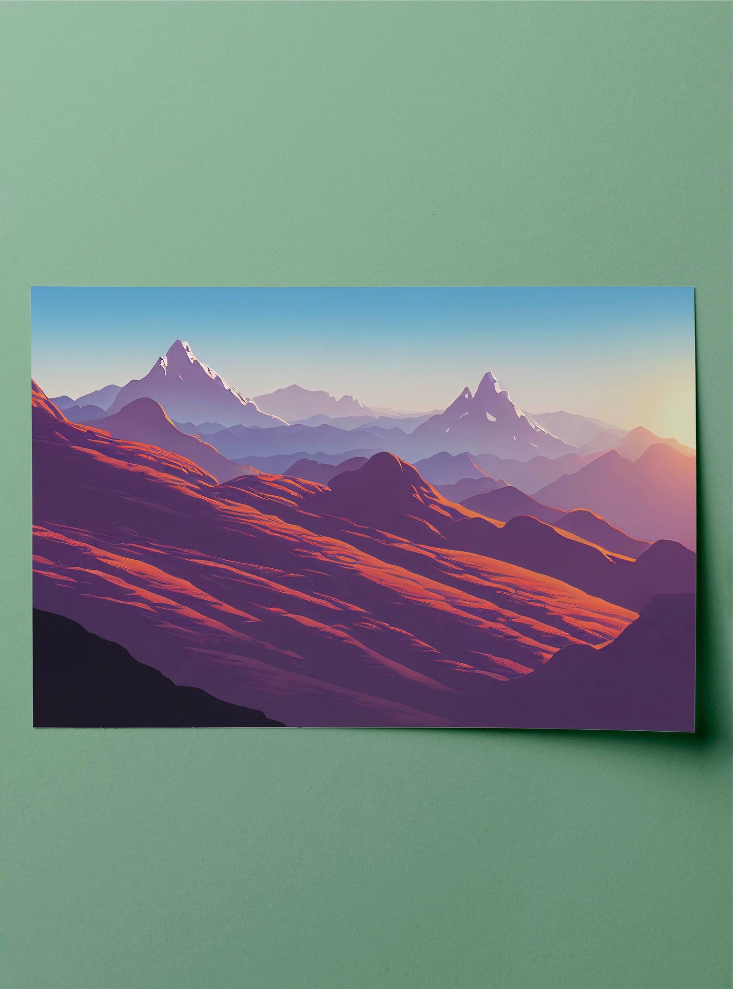 Mountain Sunset Canvas Art Print: Abstract Bedroom Wall Decor