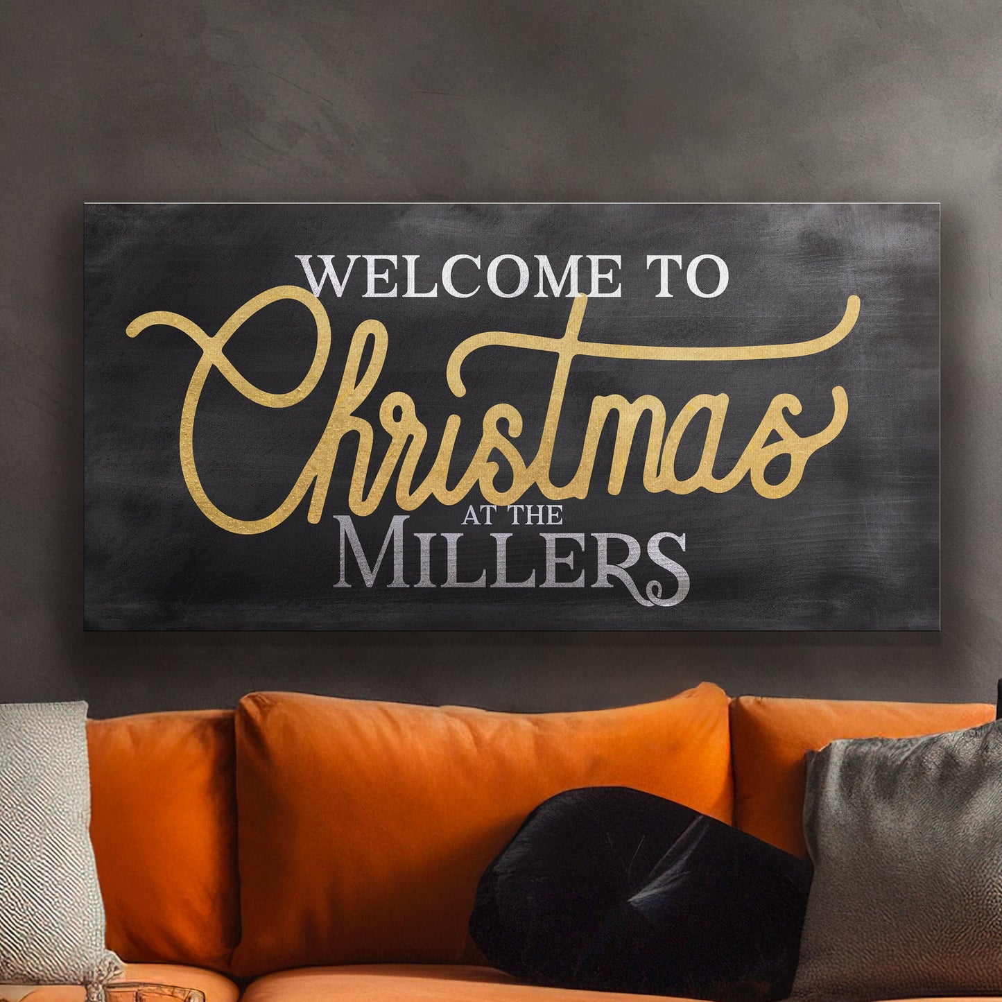 Welcome to Christmas At the Sign Custom Family Name Old Fashioned Farmhouse Christmas Personalised Rustic Santa Christmas Decor Canvas Art