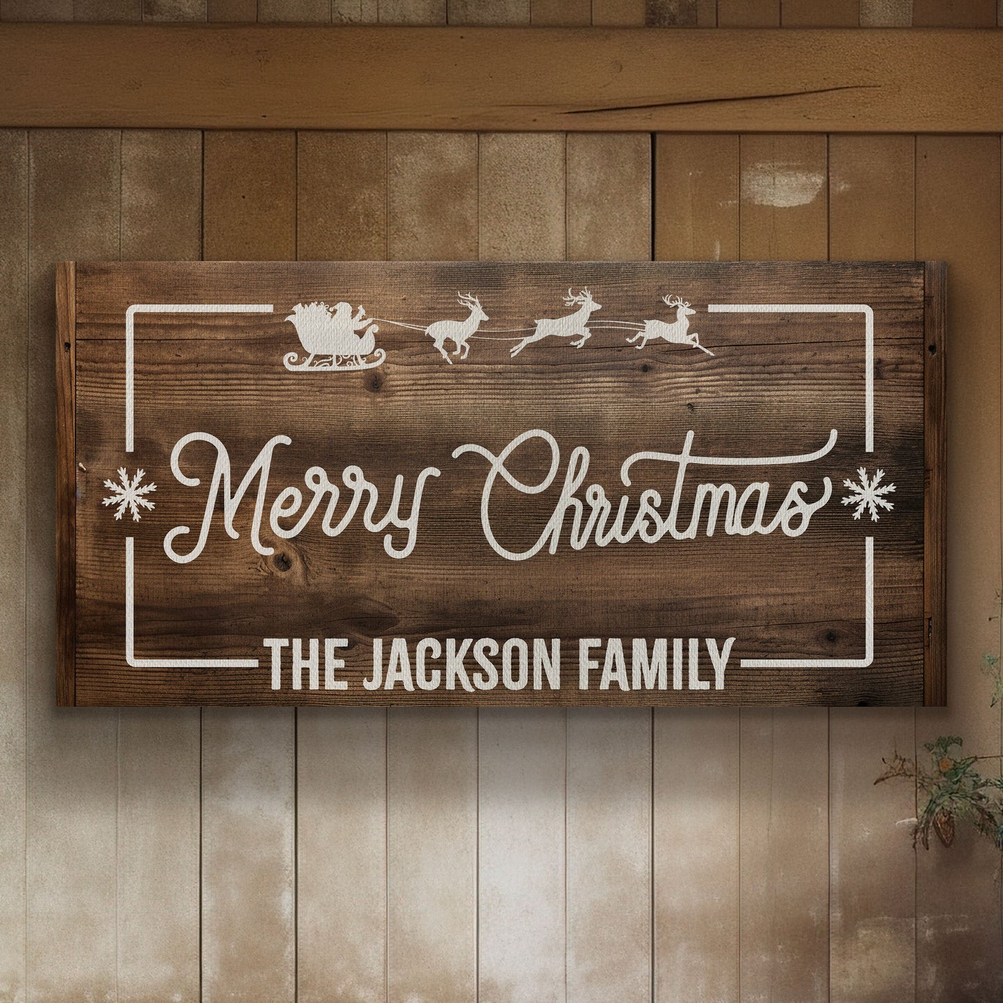 Welcome to Christmas At the Sign Custom Family Name Old Fashioned Farmhouse Christmas Personalised Rustic Santa Christmas Decor Canvas Art
