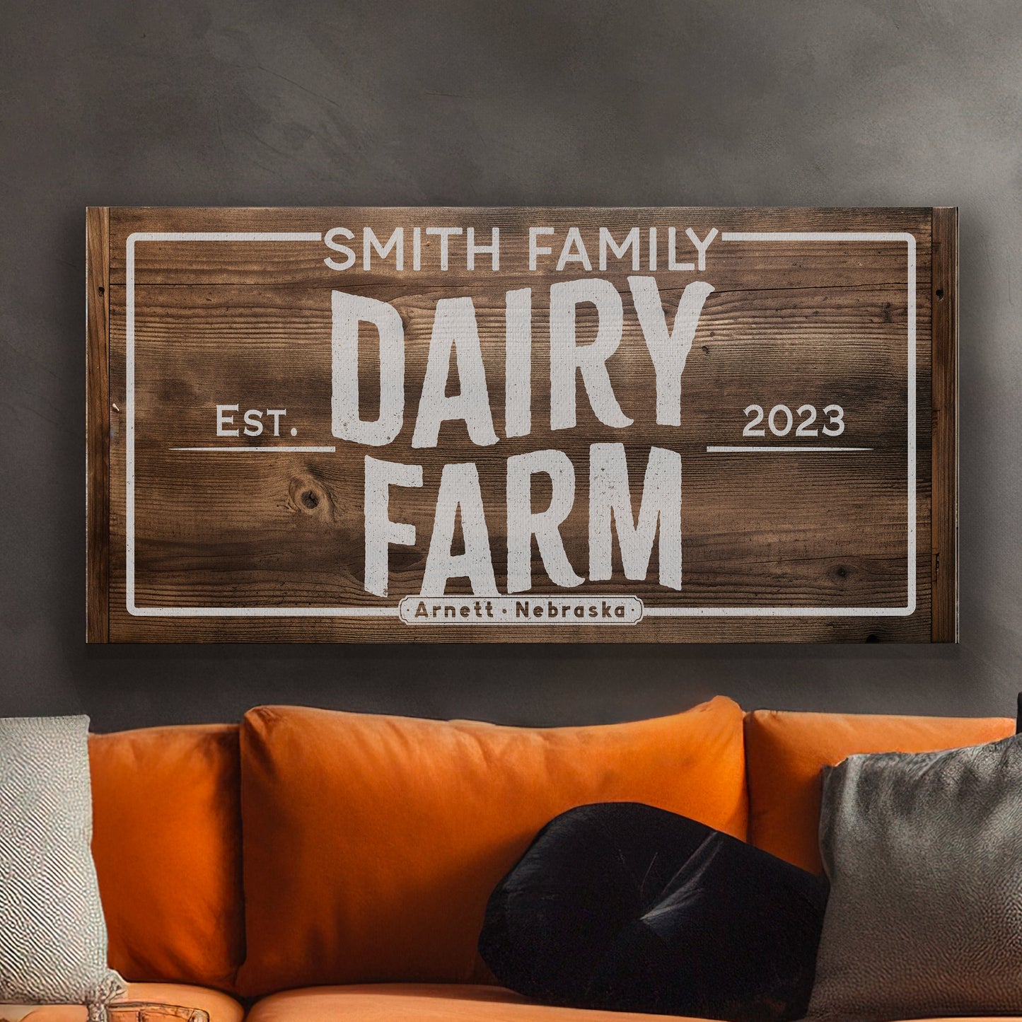 Farmhouse Sign, Personalized Homestead Sign, Farmhouse Wall Decor, Custom Family Name Farmhouse Sign, Name Date Farmstead Large Canvas Print