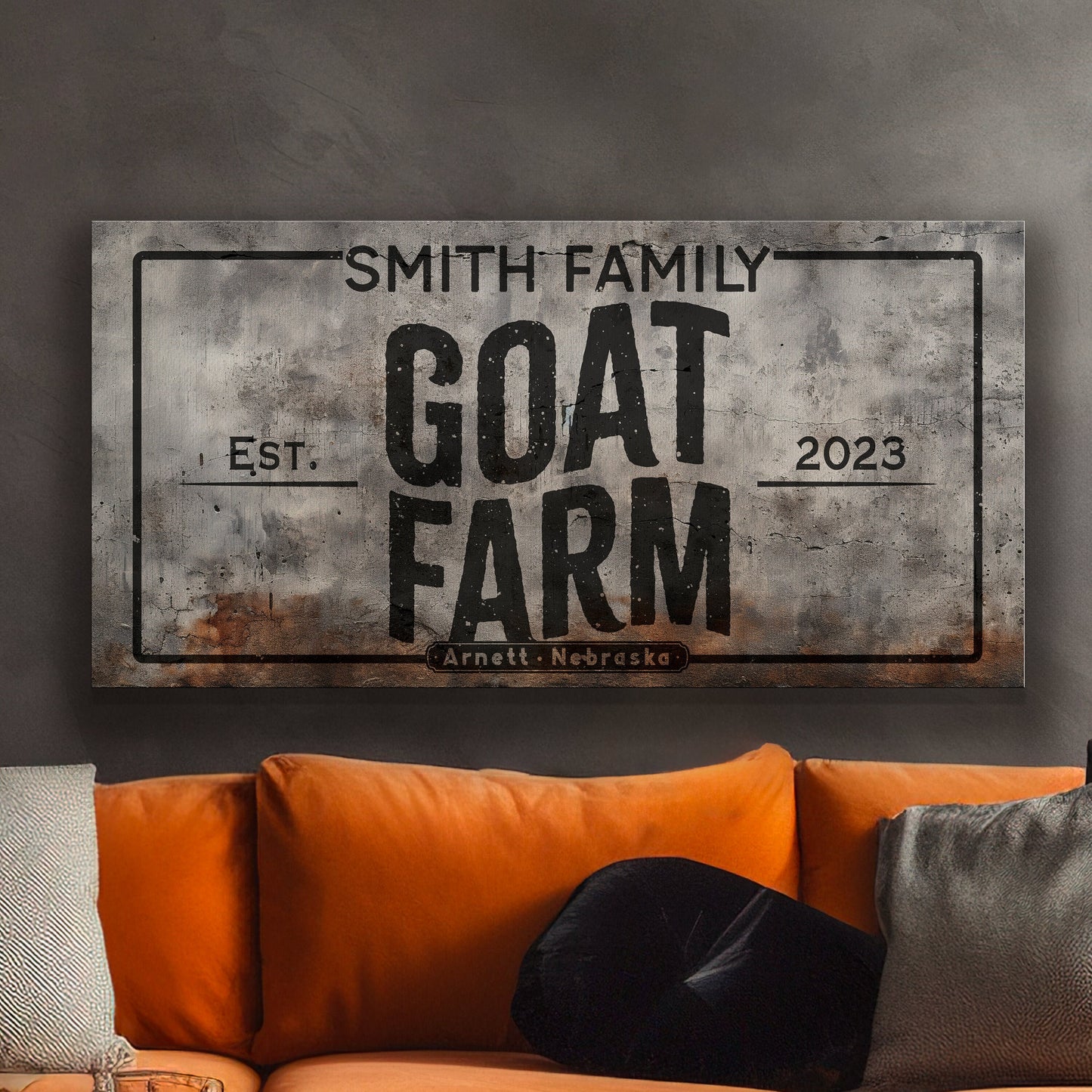 Farmhouse Sign, Personalized Homestead Sign, Farmhouse Wall Decor, Custom Family Name Farmhouse Sign, Name Date Farmstead Large Canvas Print