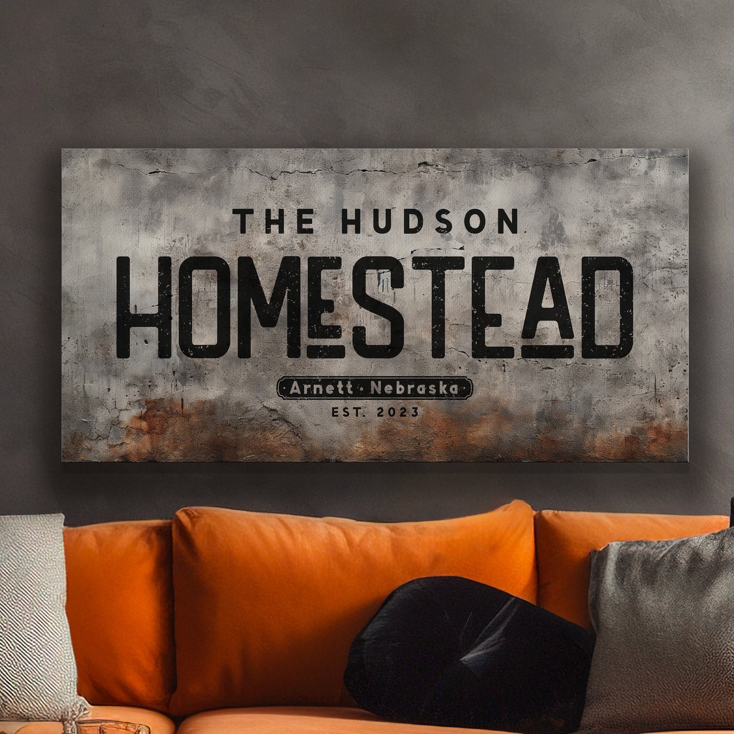 Farmhouse Sign, Personalized Homestead Sign, Farmhouse Wall Decor, Custom Family Name Farmhouse Sign, Name Date Farmstead Large Canvas Print