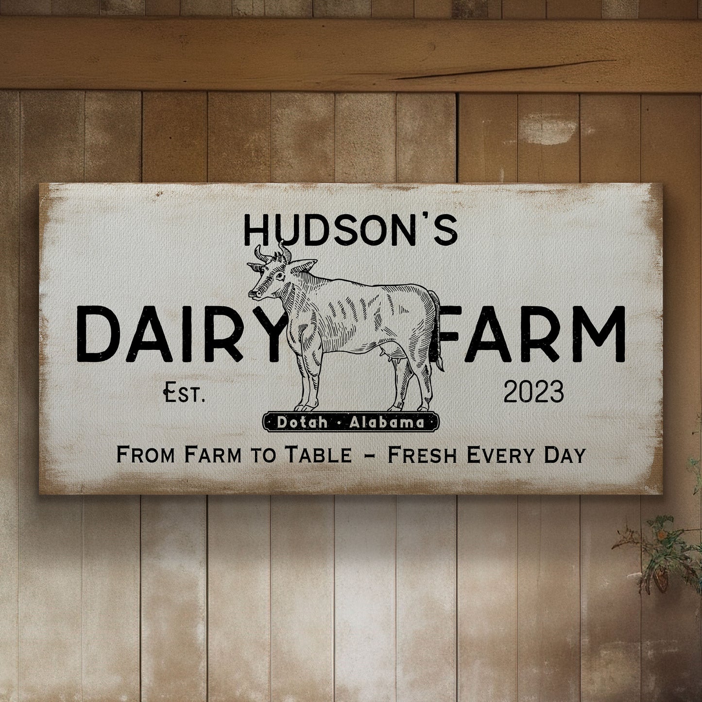 Farmhouse Sign, Personalized Homestead Sign, Farmhouse Wall Decor, Custom Family Name Farmhouse Sign, Name Date Farmstead Large Canvas Print