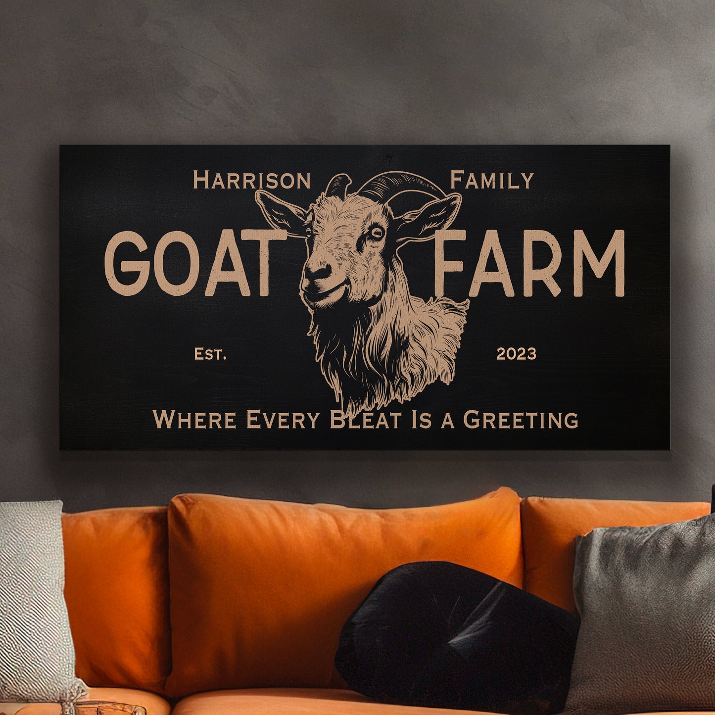 Farmhouse Sign, Personalized Homestead Sign, Farmhouse Wall Decor, Custom Family Name Farmhouse Sign, Name Date Farmstead Large Canvas Print