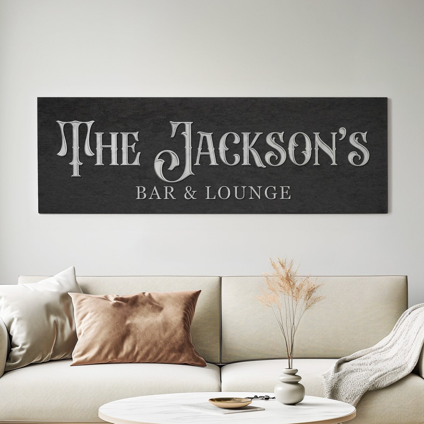 Custom Whiskey Bar Sign - Personalized Man Cave Canvas Art - Elegant Decor with Custom Family Name - High Quality Canvas Print