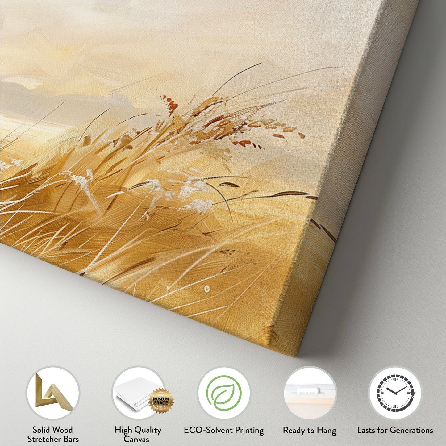 Golden Wildflower Field Long Horizontal Wall Art For Living Room, Panoramic Beautiful Scene Canvas Print, Farmhouse Decor Canvas Art