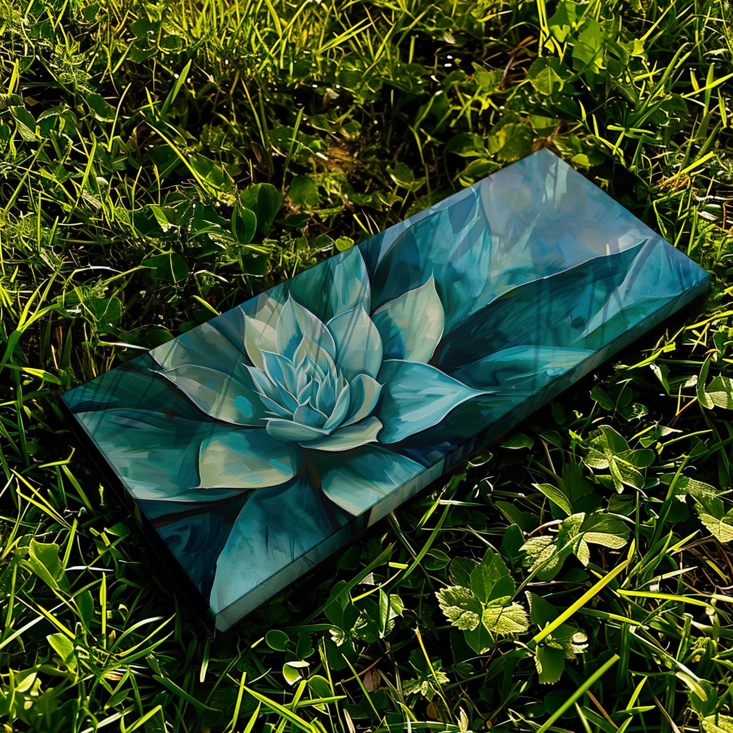 Agave Close Up Long Horizontal Wall Art For Living Room, Panoramic Cactus Canvas Print, Botanical Decor Canvas Art
