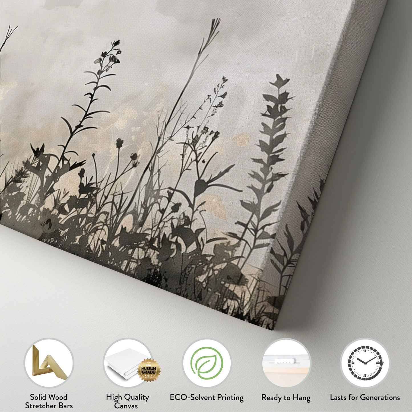 Wildflower Field Long Horizontal Wall Art For Living Room, Panoramic Floral Canvas Print, Farm House Decor Canvas Art