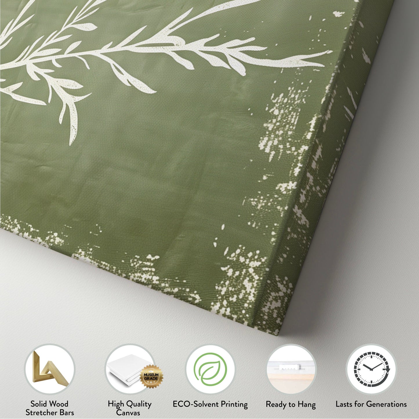 Rosemary Plant Long Horizontal Wall Art For Kitchen, Panoramic Botanical Canvas Print, Olive Green Decor Canvas Art