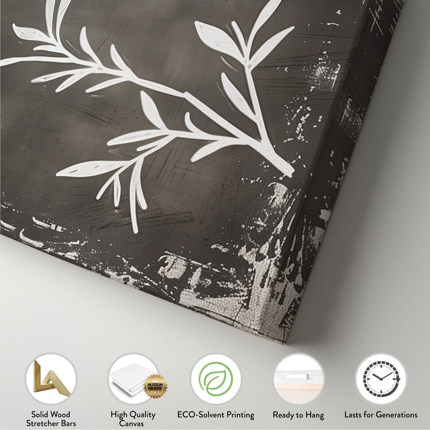 Rosemary Plant Long Horizontal Wall Art For Kitchen, Panoramic Botanical Canvas Print, Dark grey Decor Canvas Art