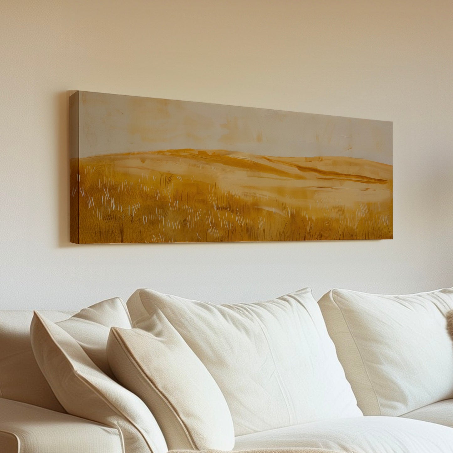 Golden Field Long Horizontal Wall Art For Kitchen, Panoramic Southwestern Canvas Print, Farmhouse Decor Canvas Art