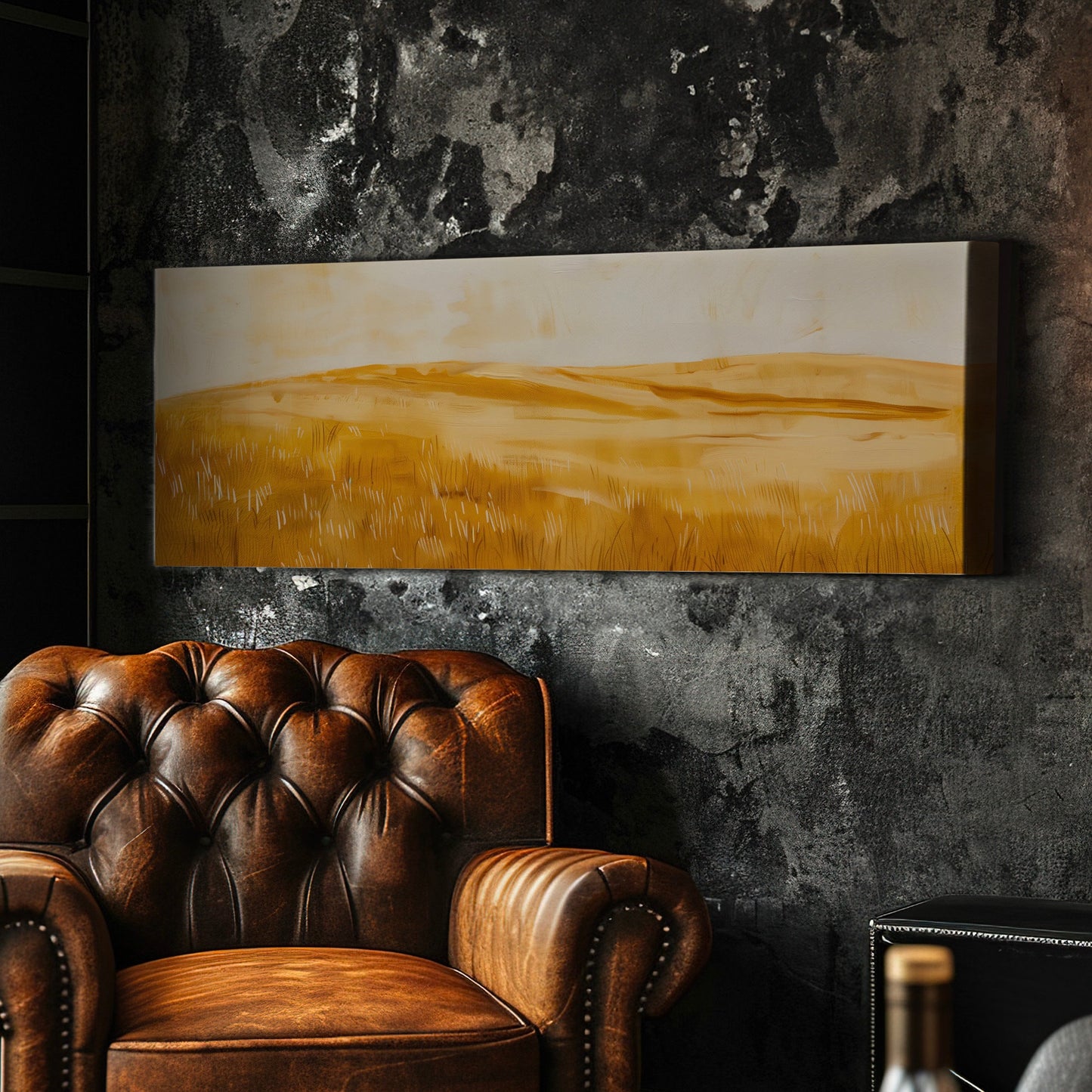 Golden Field Long Horizontal Wall Art For Kitchen, Panoramic Southwestern Canvas Print, Farmhouse Decor Canvas Art