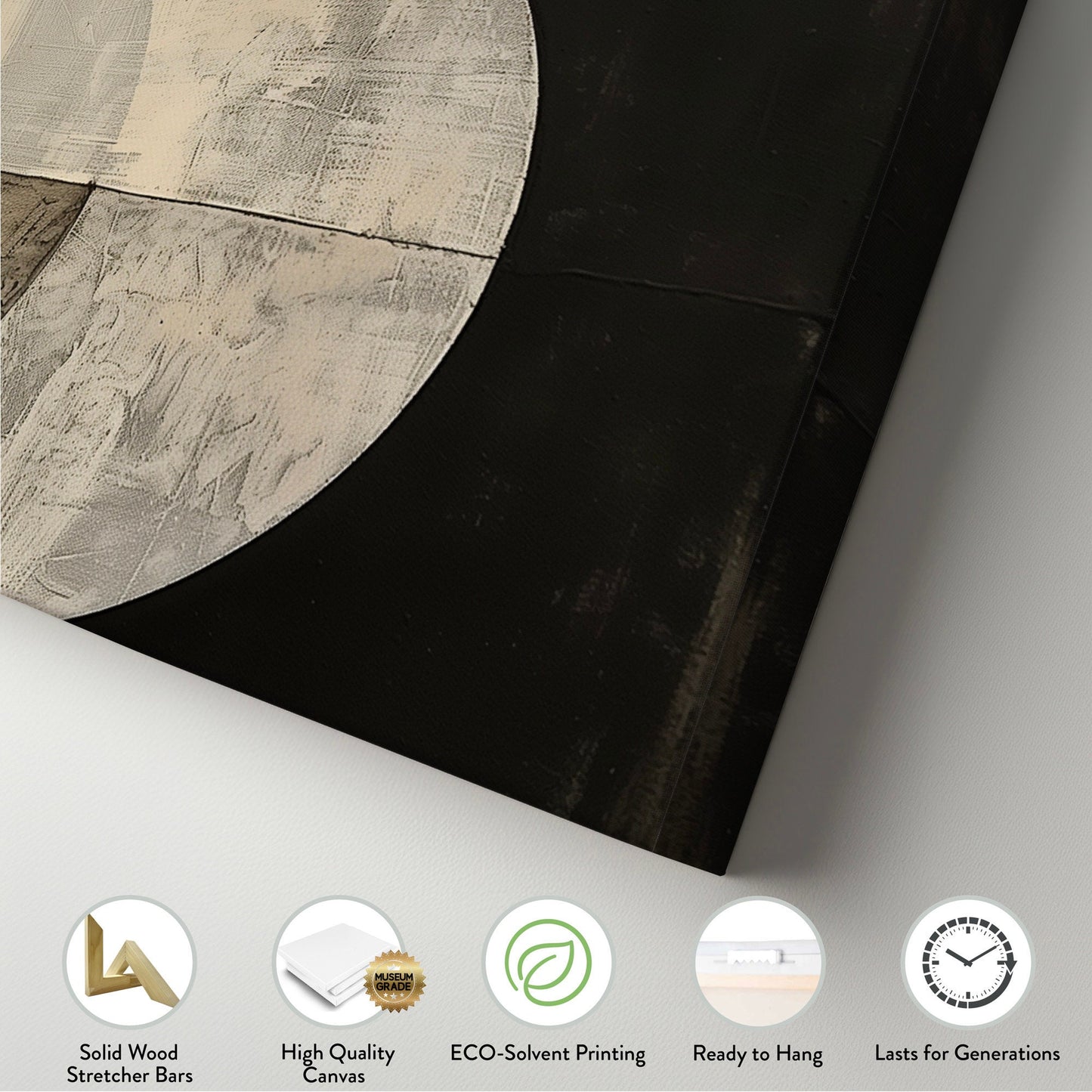 Geometric Planets Long Horizontal Wall Art For Living Room, Panoramic Mid Century Modern Canvas Print, Moon Decor Canvas Art