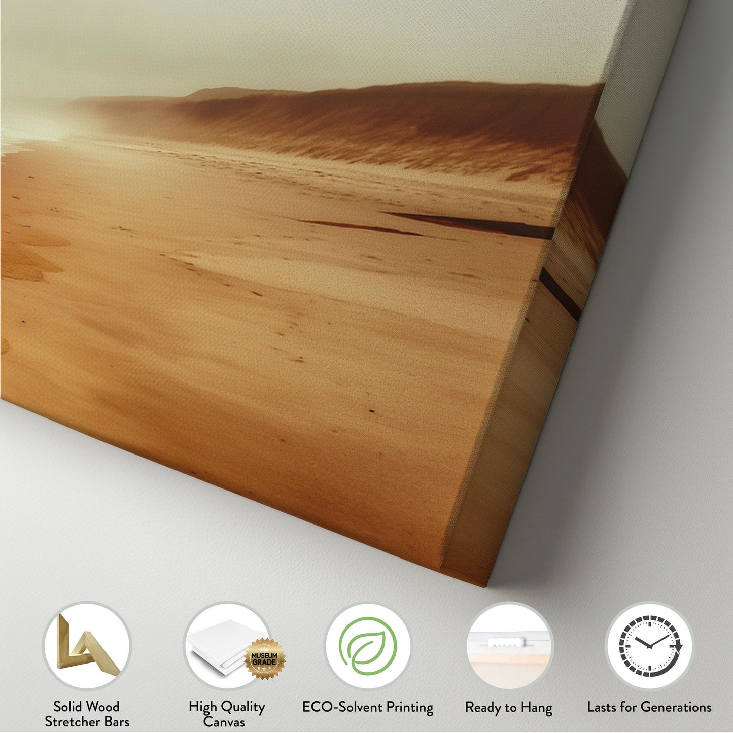 Muted Beach Above Bed Wall Art Sandy, Panoramic Neutral Canvas Print, Minimal Long Horizontal Canvas Art