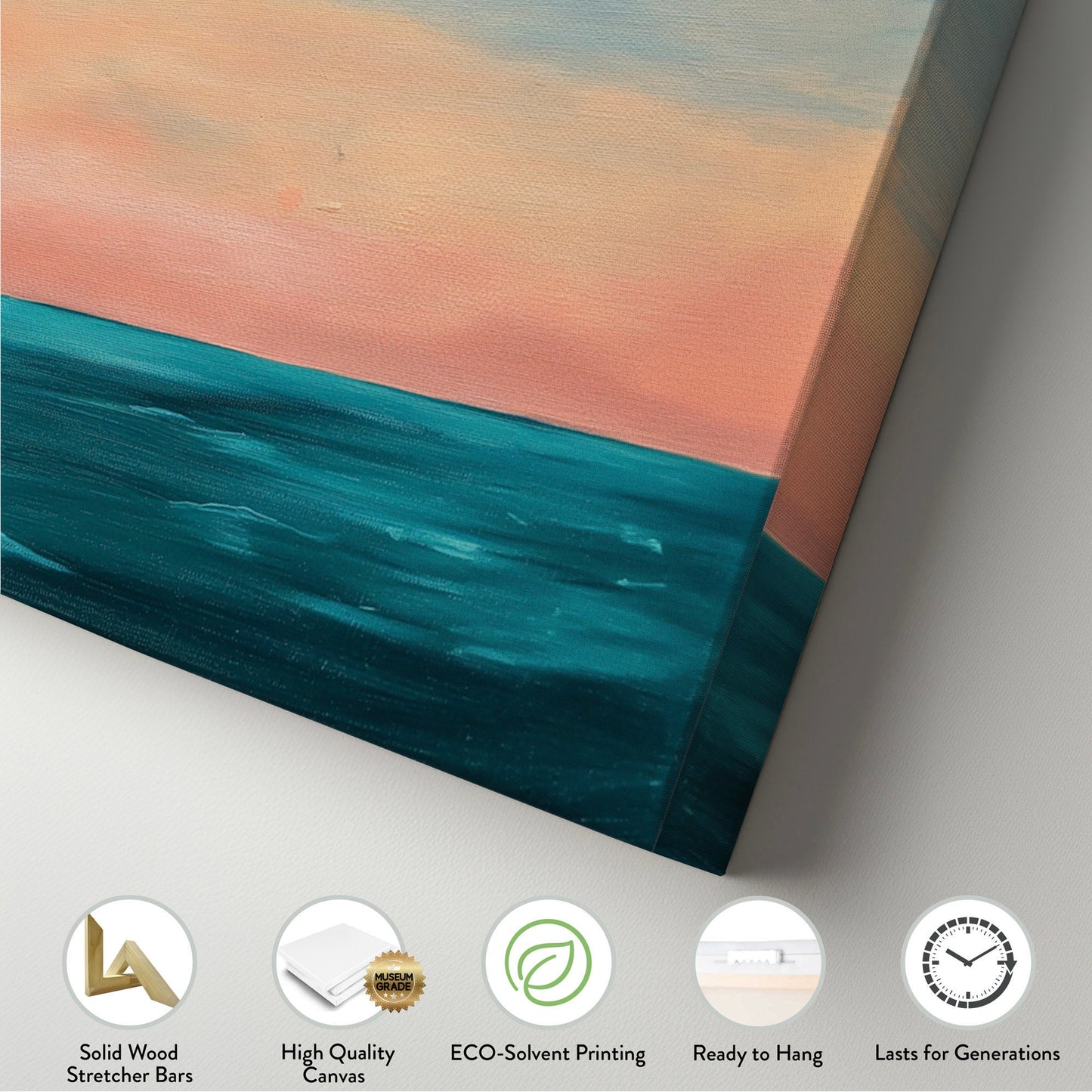 Minimal Sunset Over The Ocean Above Bed Wall Art Modern Abstract, Panoramic Sunrise Canvas Print, Seascape Long Horizontal Canvas Art