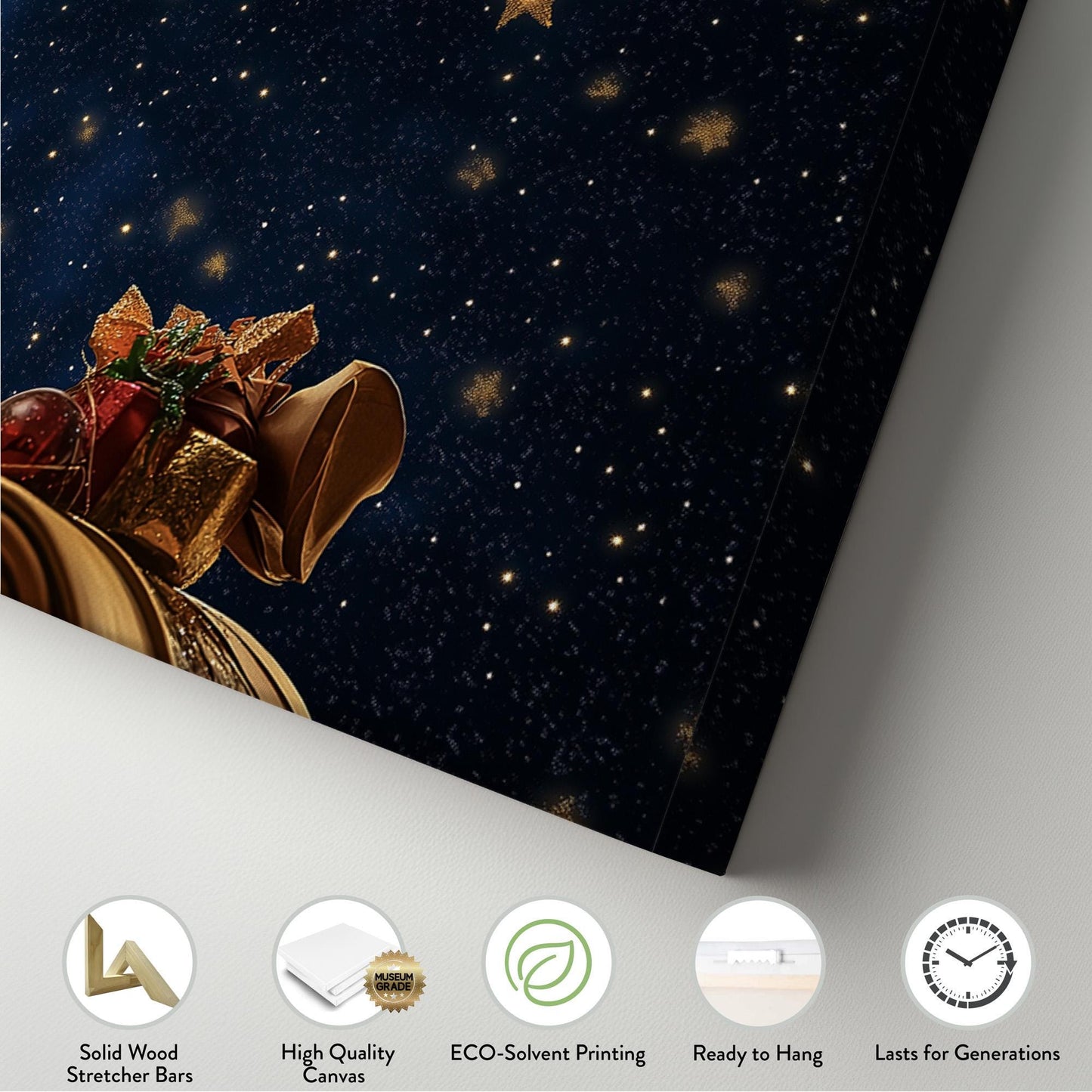 Santa Sleigh Panoramic Wall Art Christmas, Panorama Winter Canvas Print, Farmhouse Decor Canvas Art