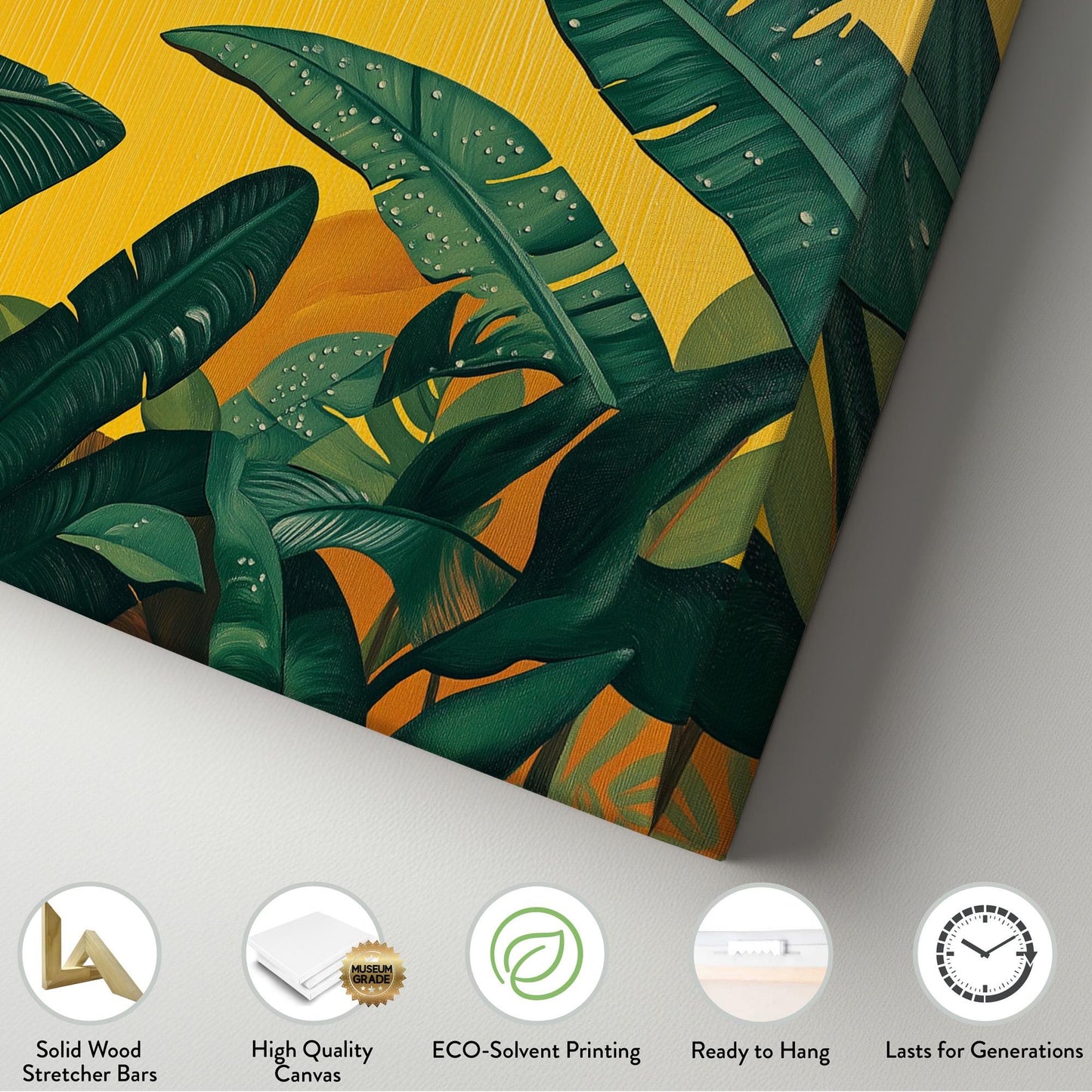 Rain In The Jungle Canvas Wall Art For Living Room, Landscape Rainforest Canvas Print, Botanical Large Canvas Art