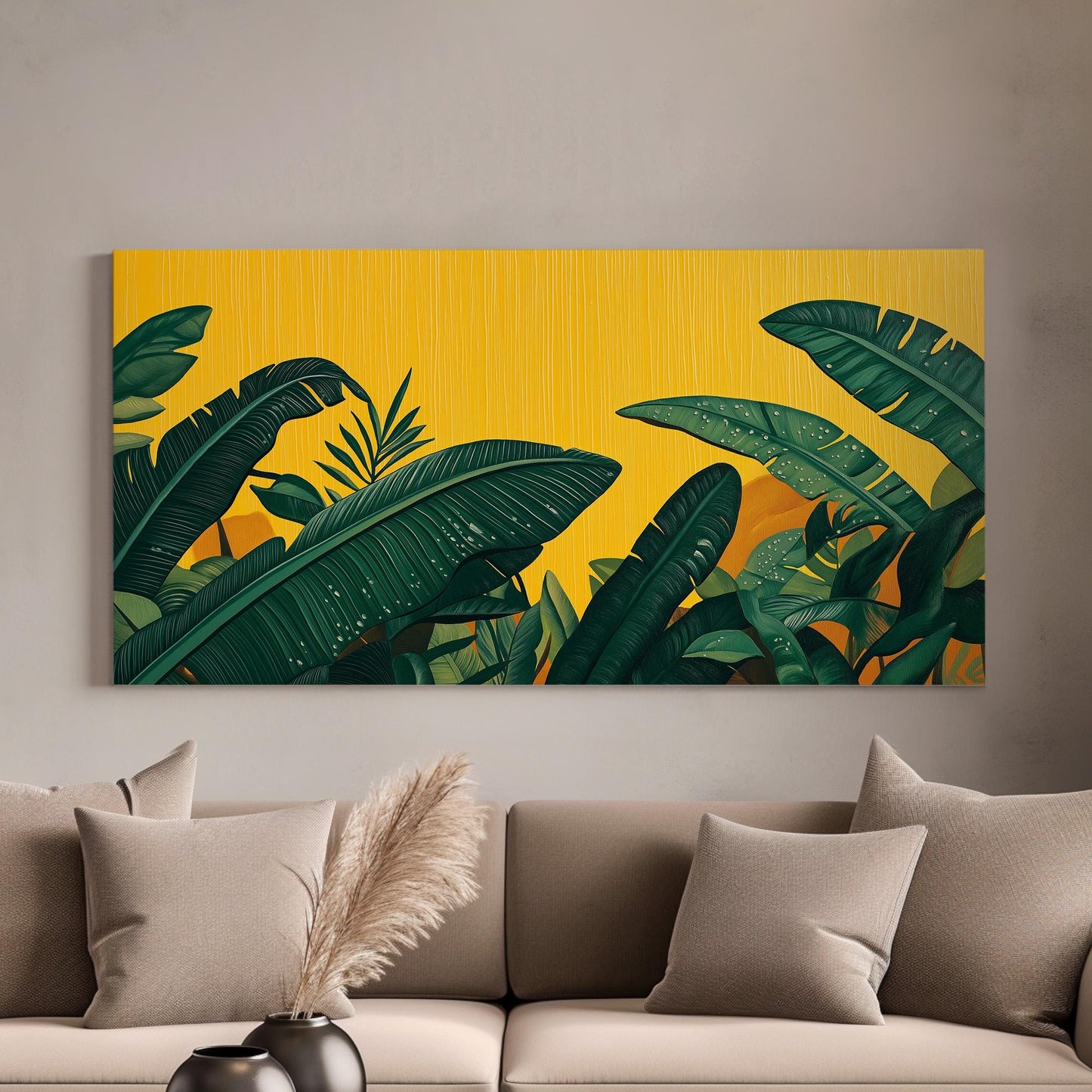 Rain In The Jungle Canvas Wall Art For Living Room, Landscape Rainforest Canvas Print, Botanical Large Canvas Art