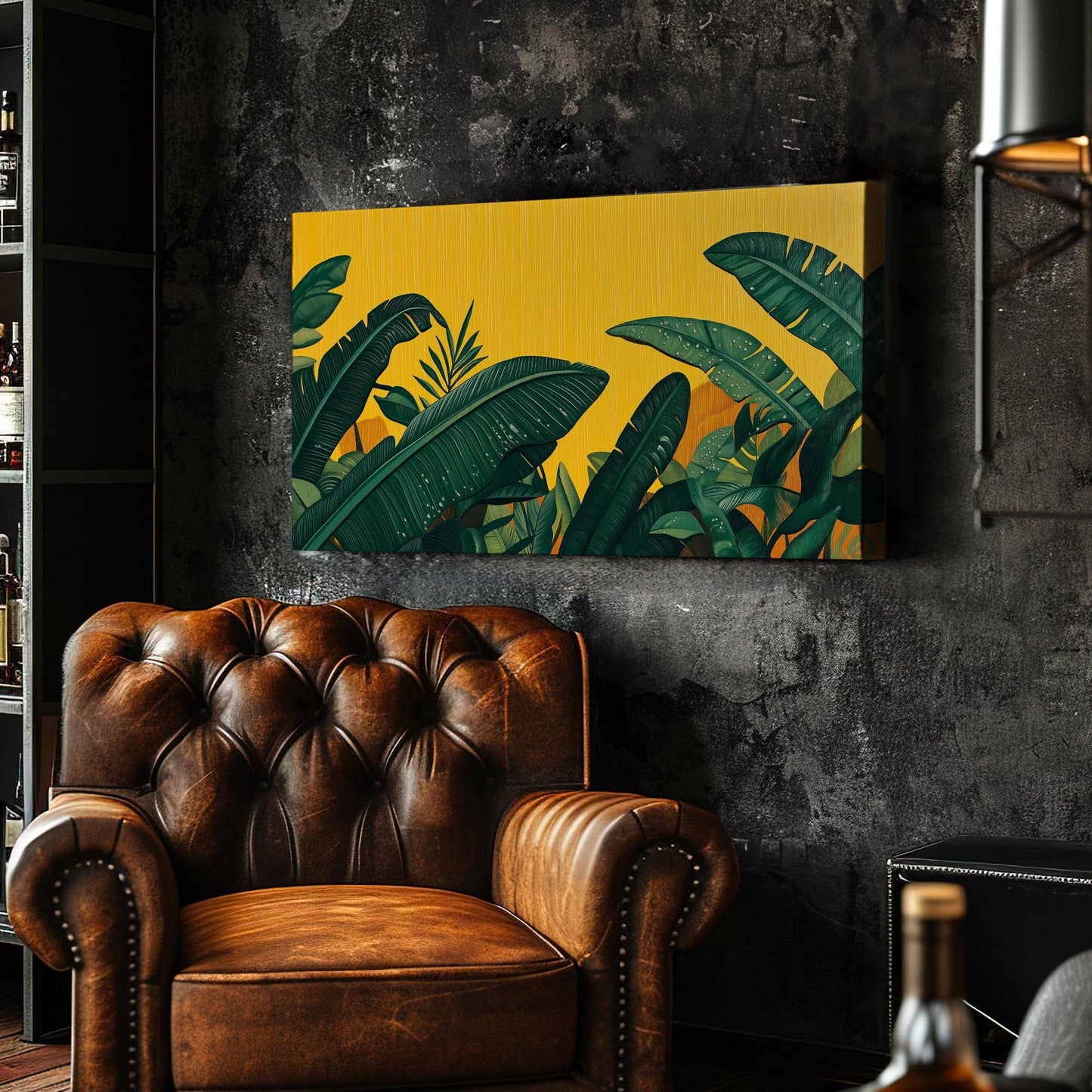 Rain In The Jungle Canvas Wall Art For Living Room, Landscape Rainforest Canvas Print, Botanical Large Canvas Art