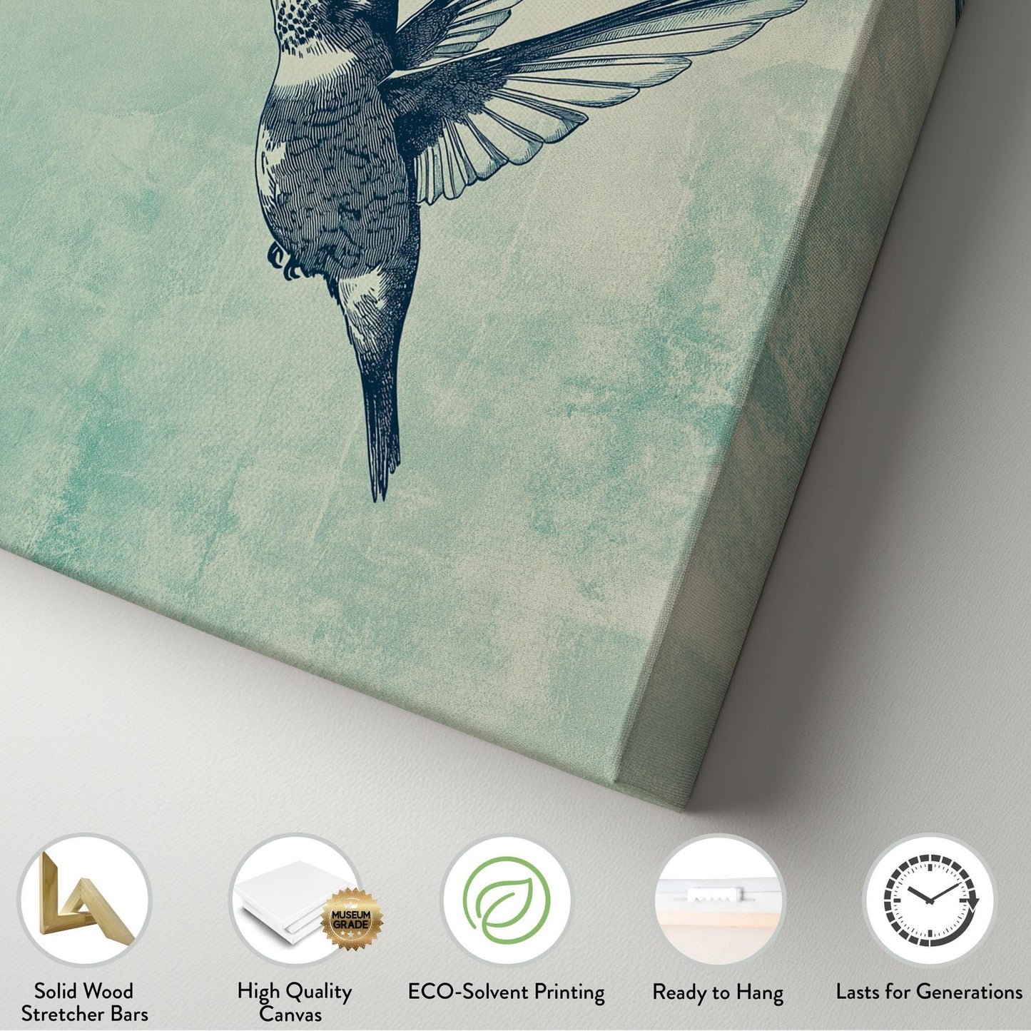Hummingbird Couple Canvas Wall Art For Living Room, Landscape Elegant Canvas Print, Colibri Large Canvas Art