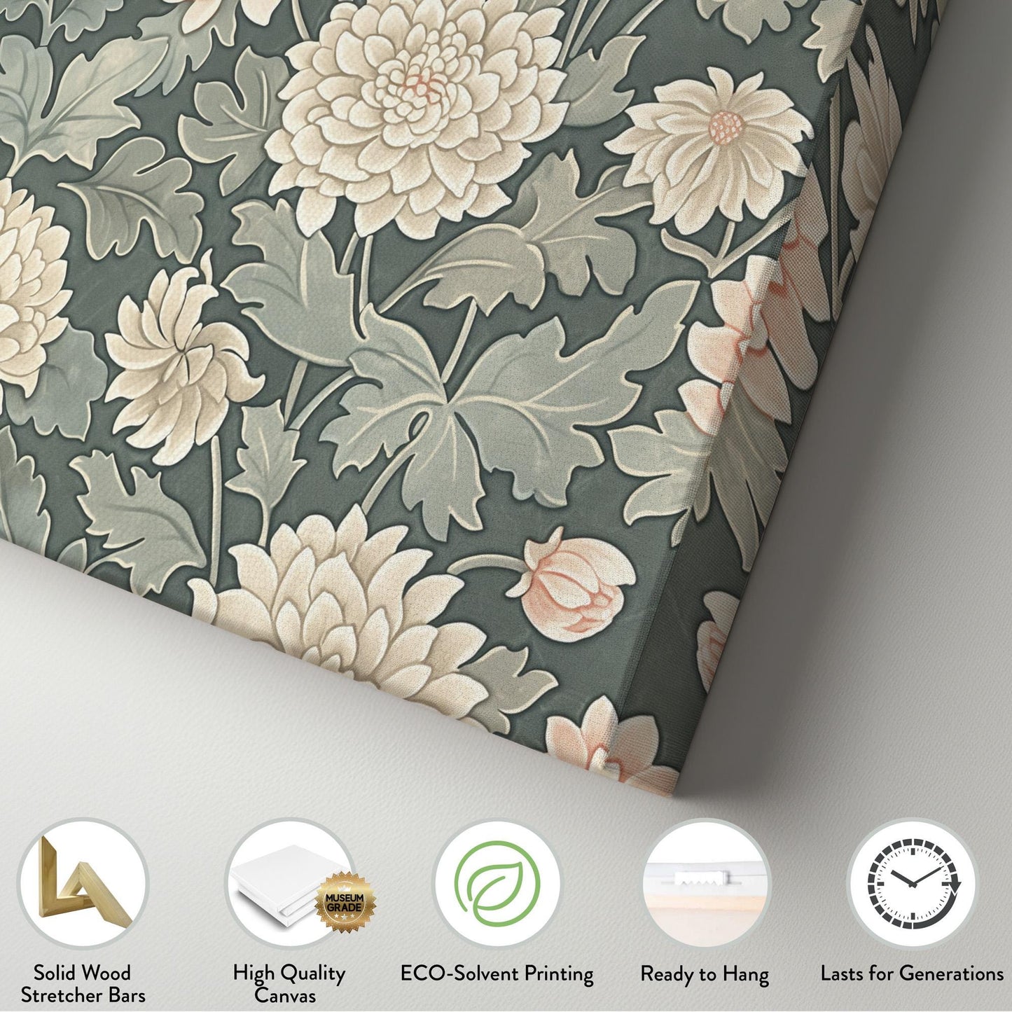 Chrysanthemums Canvas Wall Art For Living Room, Landscape Floral Canvas Print, Renaissance Large Canvas Art