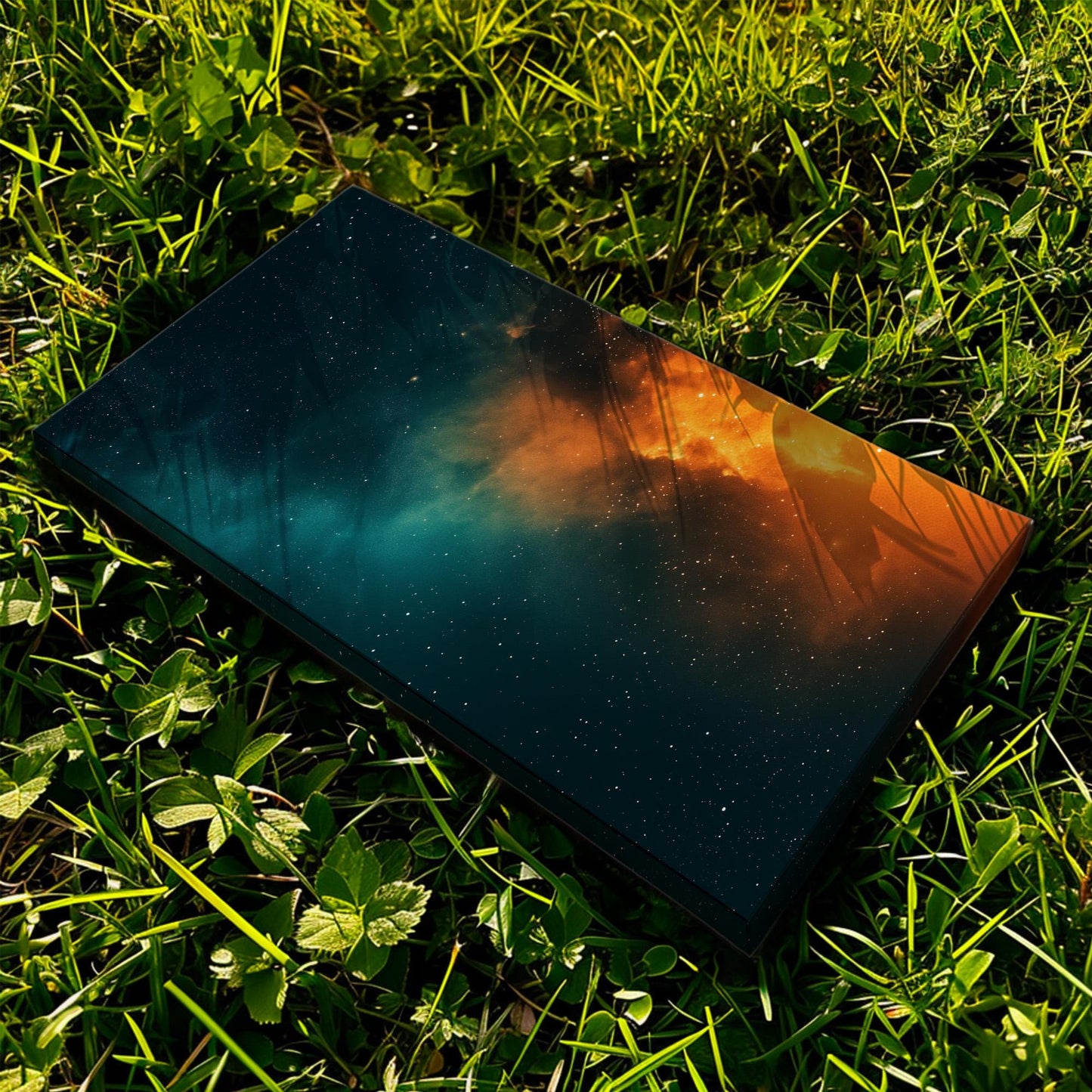 Orange Sky Canvas Wall Art For Living Room, Landscape Starry Sky Canvas Print, Aurora Borealis Large Canvas Art
