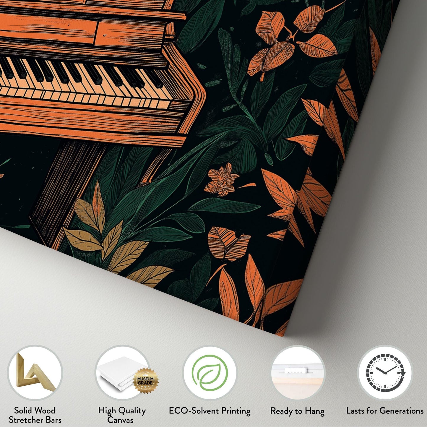 Piano In The Forest Canvas Wall Art For Living Room, Landscape Pianist Canvas Print, Classical Large Canvas Art