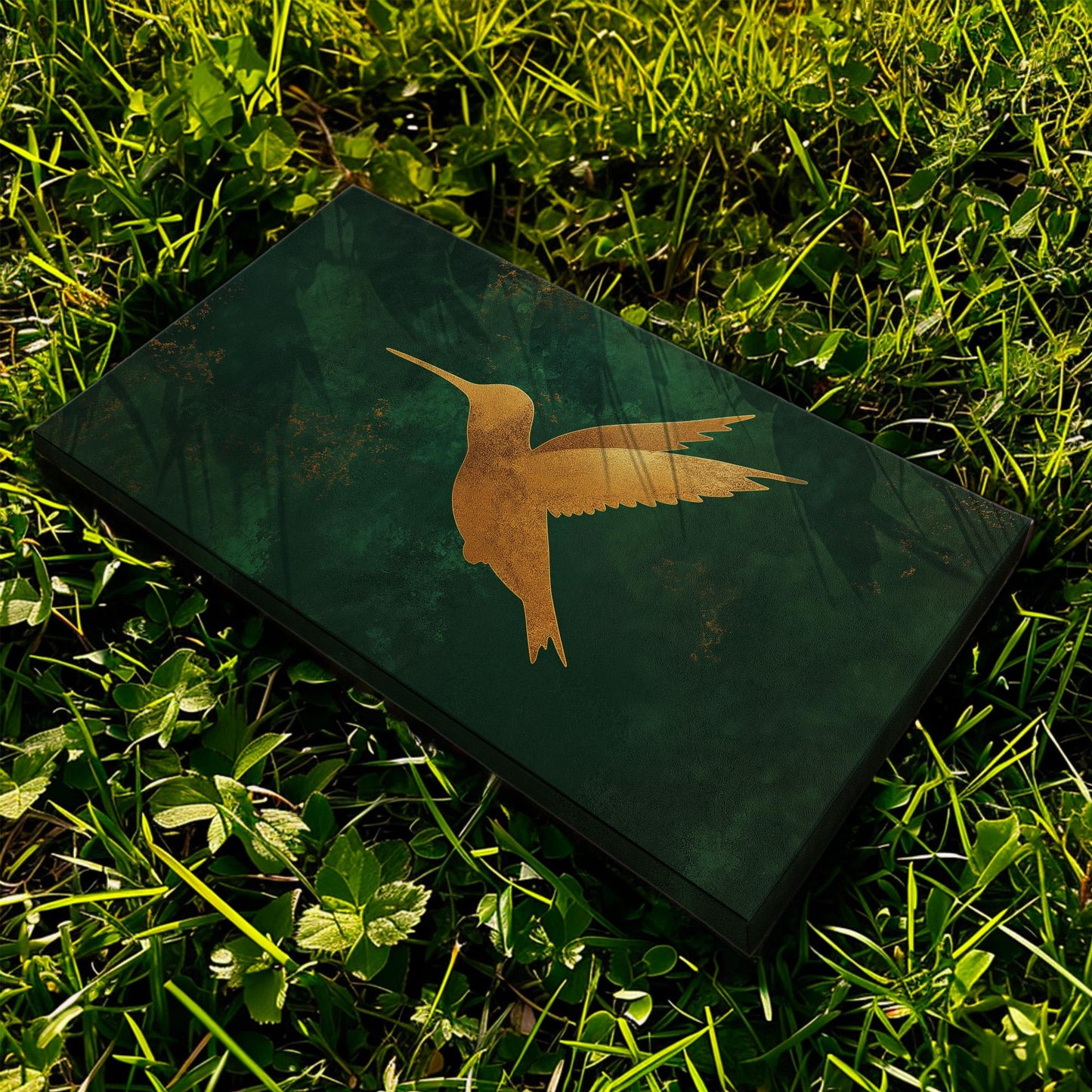 Gold Hummingbird Canvas Wall Art For Living Room, Landscape Rustic Canvas Print, Colibri Large Canvas Art
