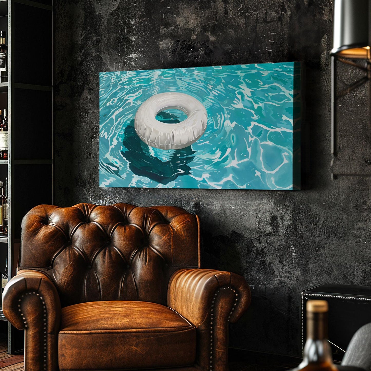 White Buoy Ring Canvas Wall Art For Living Room, Landscape Summer Canvas Print, Party Large Canvas Art