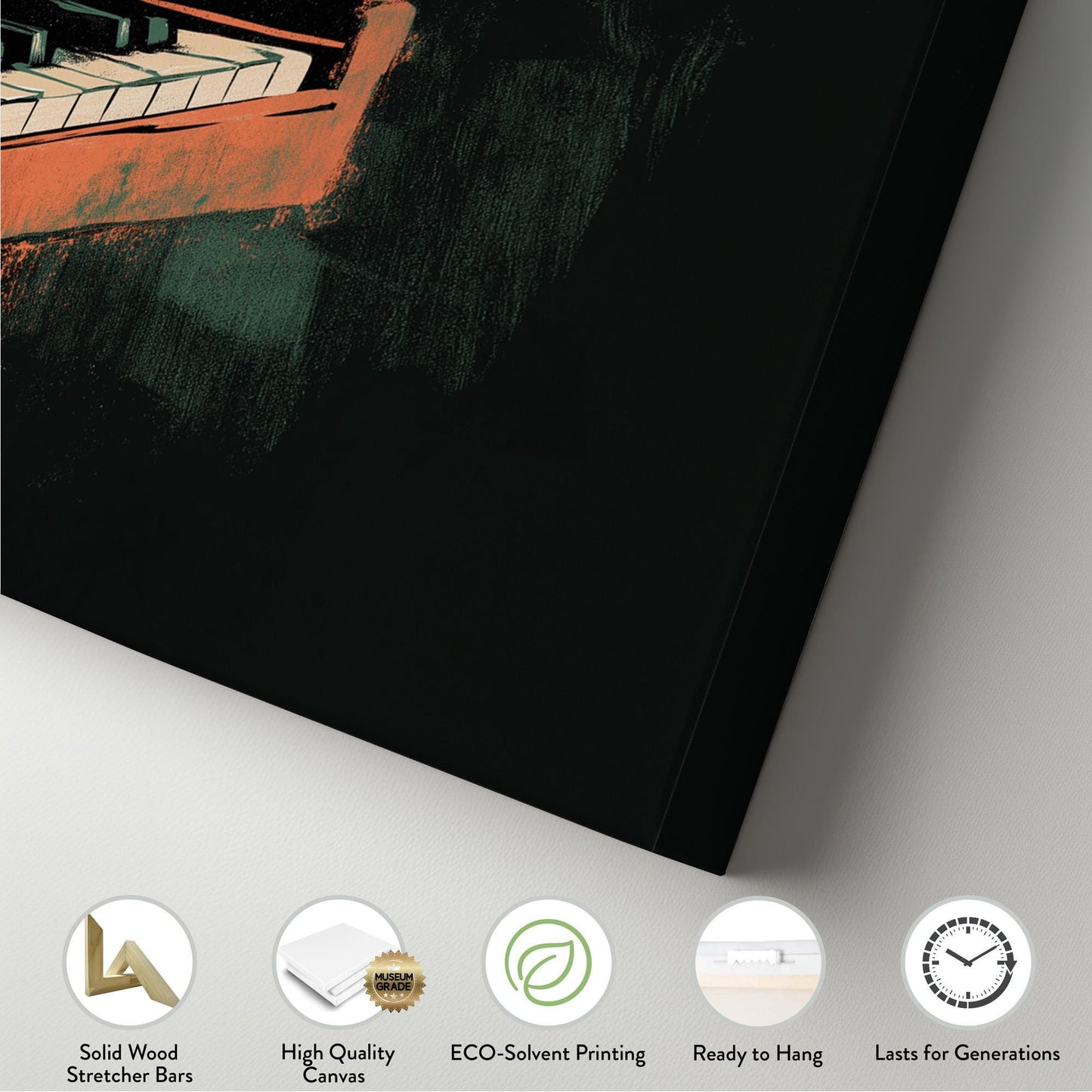 Piano illustration Panoramic Wall Art Musician, Panorama Pianist Canvas Print, Classical Decor Canvas Art