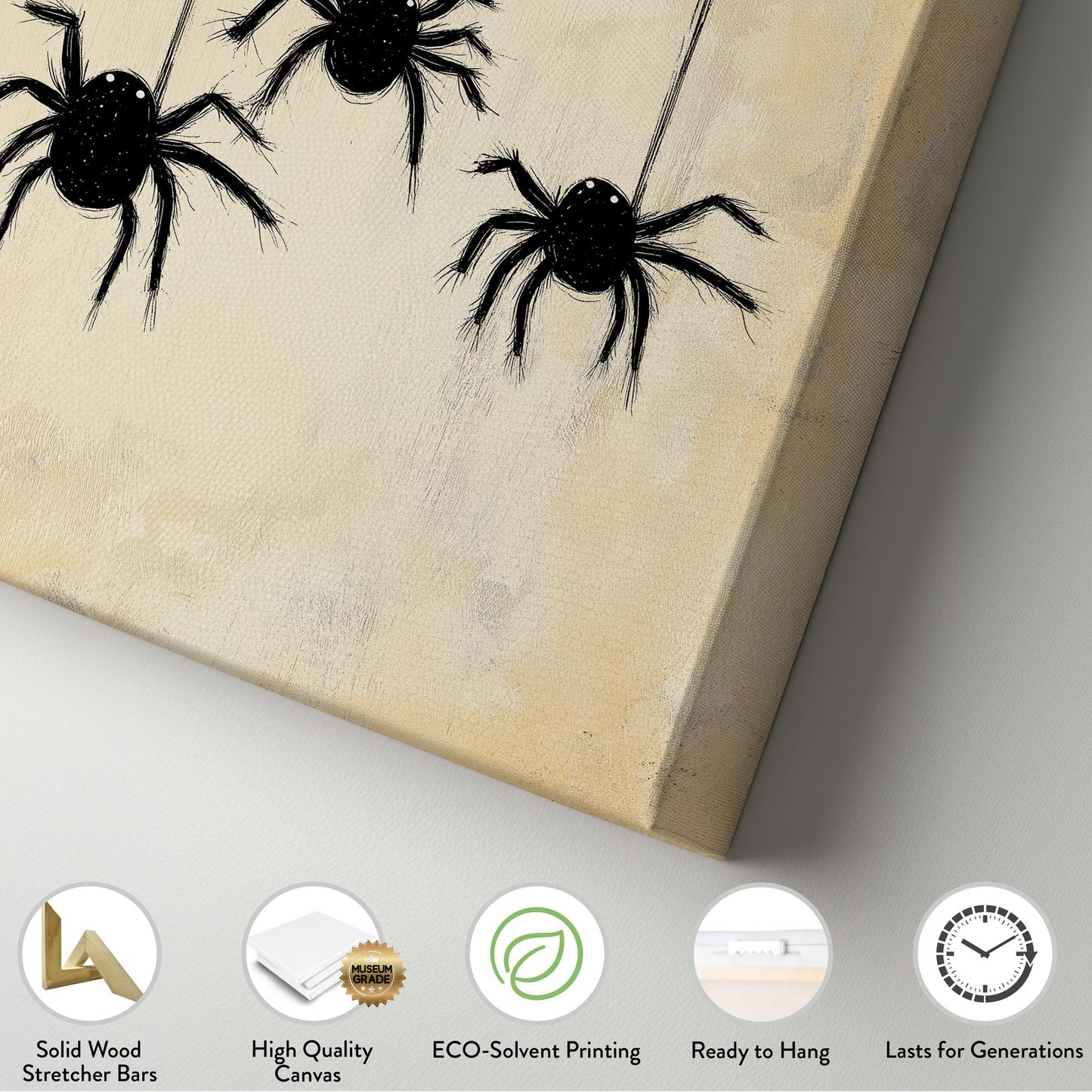 Halloween Spiders Vertical Wall Art Spooky, Decor Dark Academia Canvas Print, Whimsical Big Canvas Art