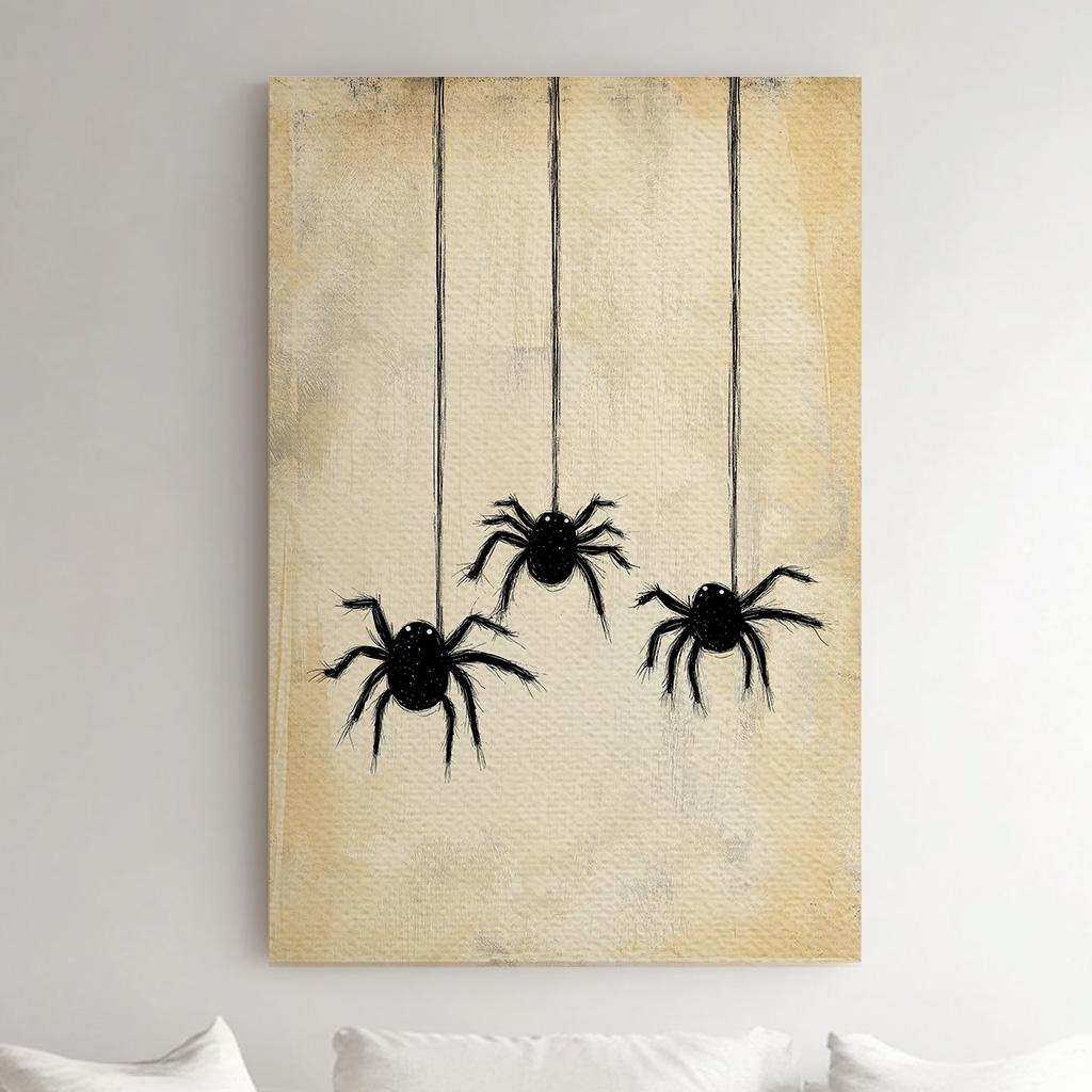 Halloween Spiders Vertical Wall Art Spooky, Decor Dark Academia Canvas Print, Whimsical Big Canvas Art