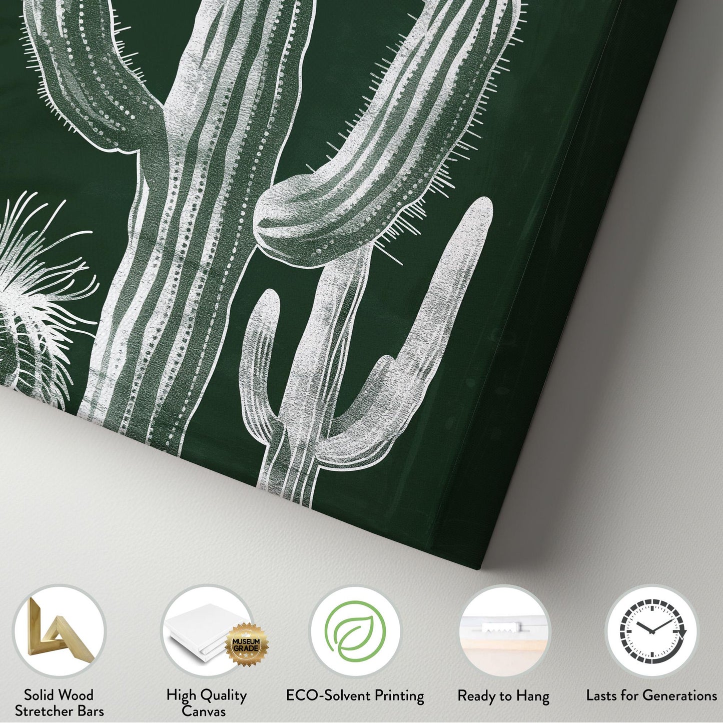 Green Cactus Vertical Wall Art Succulent, Decor Southwestern Canvas Print, Cacti Big Canvas Art