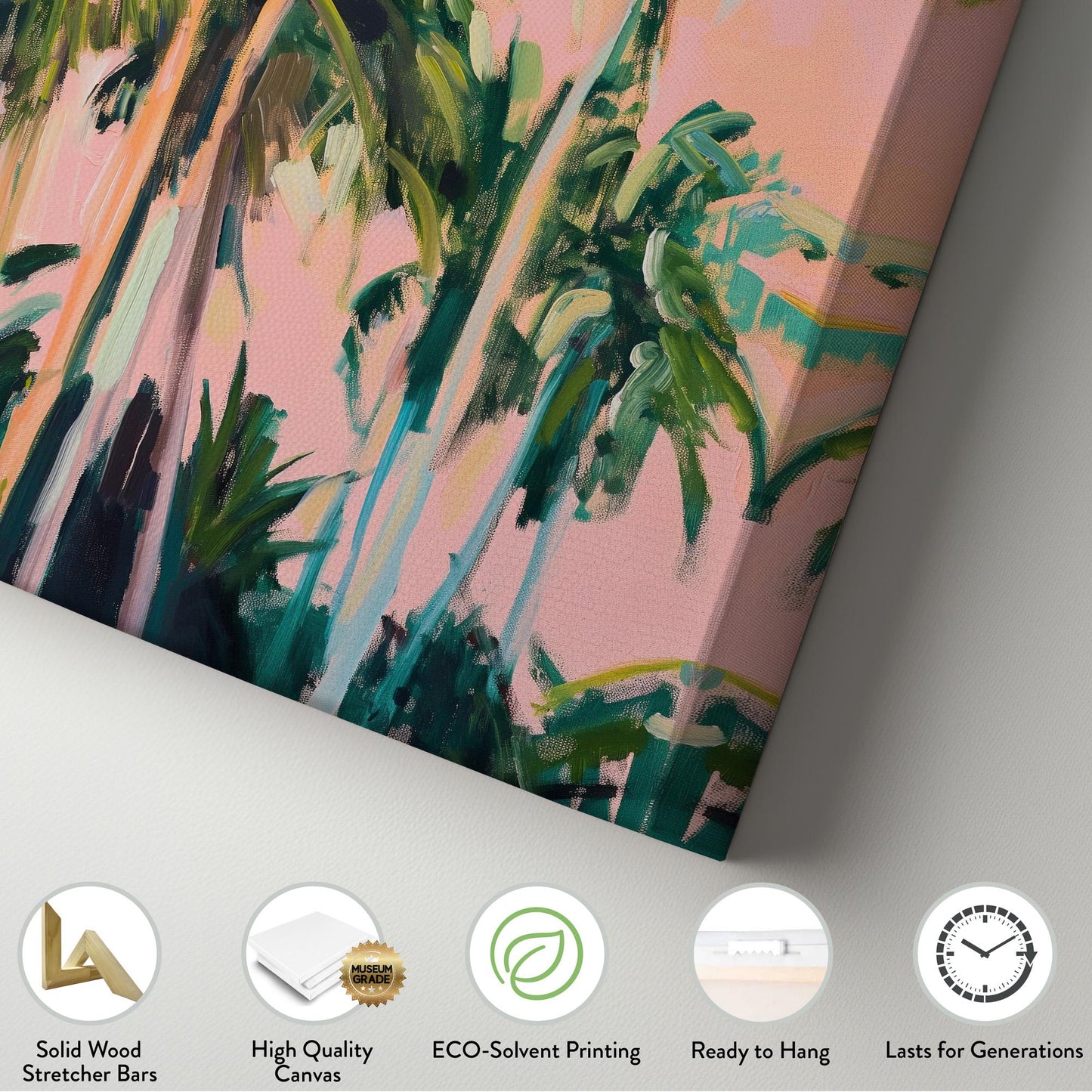 Florida Palm TreePink Sky Vertical Wall Art Coastal, Decor Tropical Canvas Print, Summer Pastel Big Canvas Art