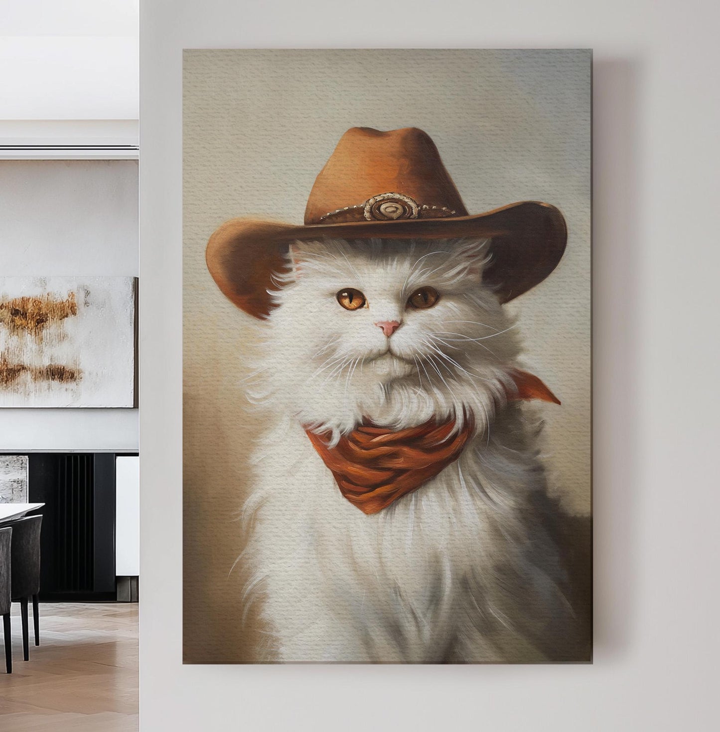 Cat Cowboy Vertical Wall Art Western, Decor Southwestern Canvas Print, Howdy Big Canvas Art