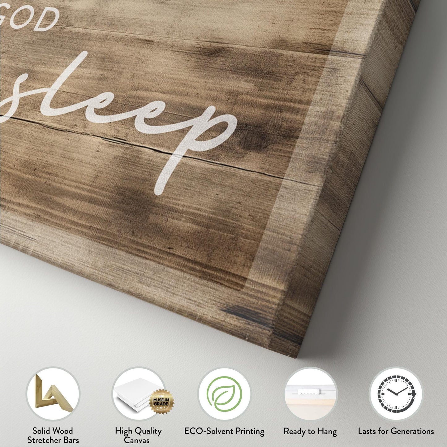 Give It To God And Go To Sleep Above Bed Wall Art Religious, Panoramic Wood Texture Canvas Print, Blessed Decor Canvas Art