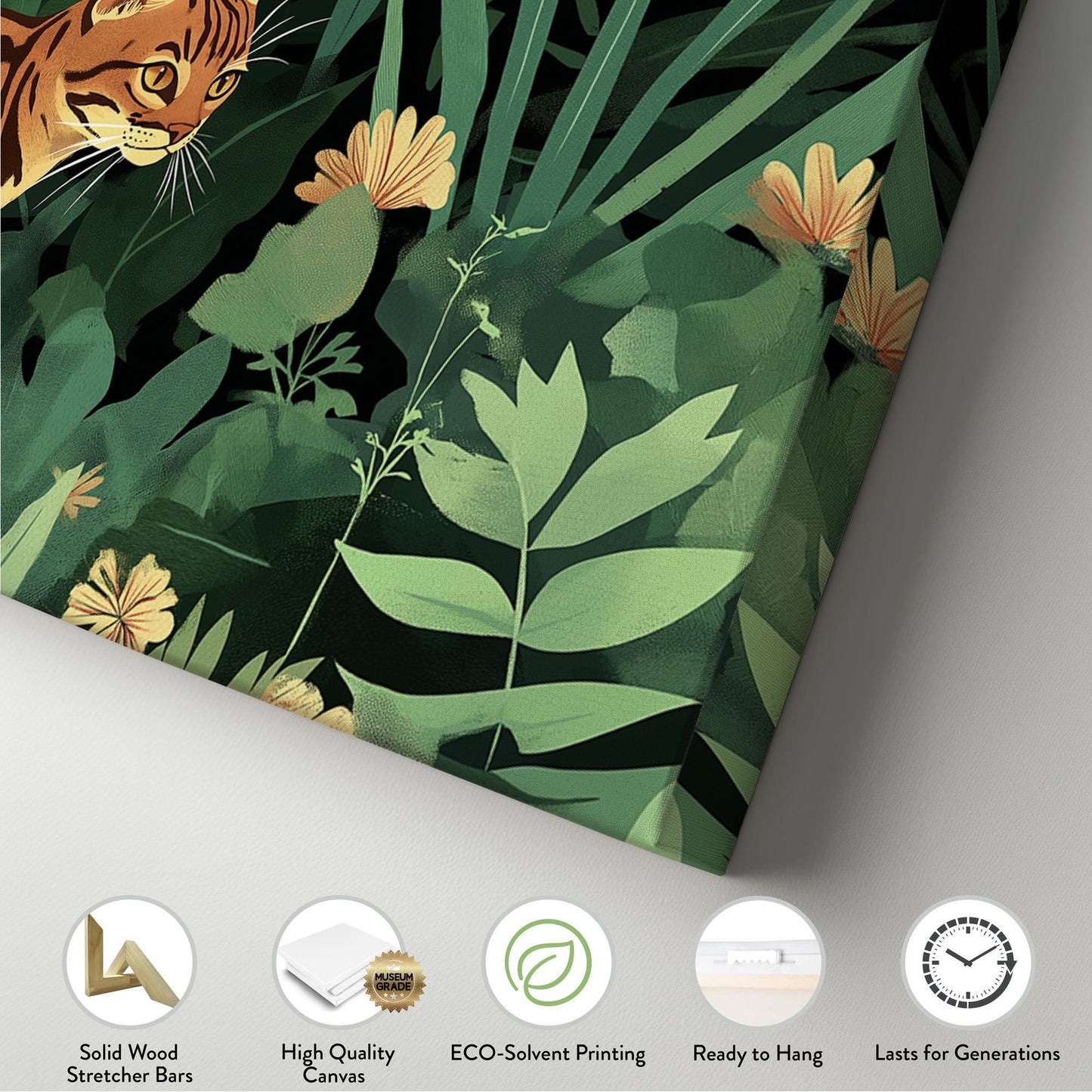 Cute Bengal Cat In The Woods Panoramic Wall Art Pet, Panorama Adorable Canvas Print, Minimal Decor Canvas Art