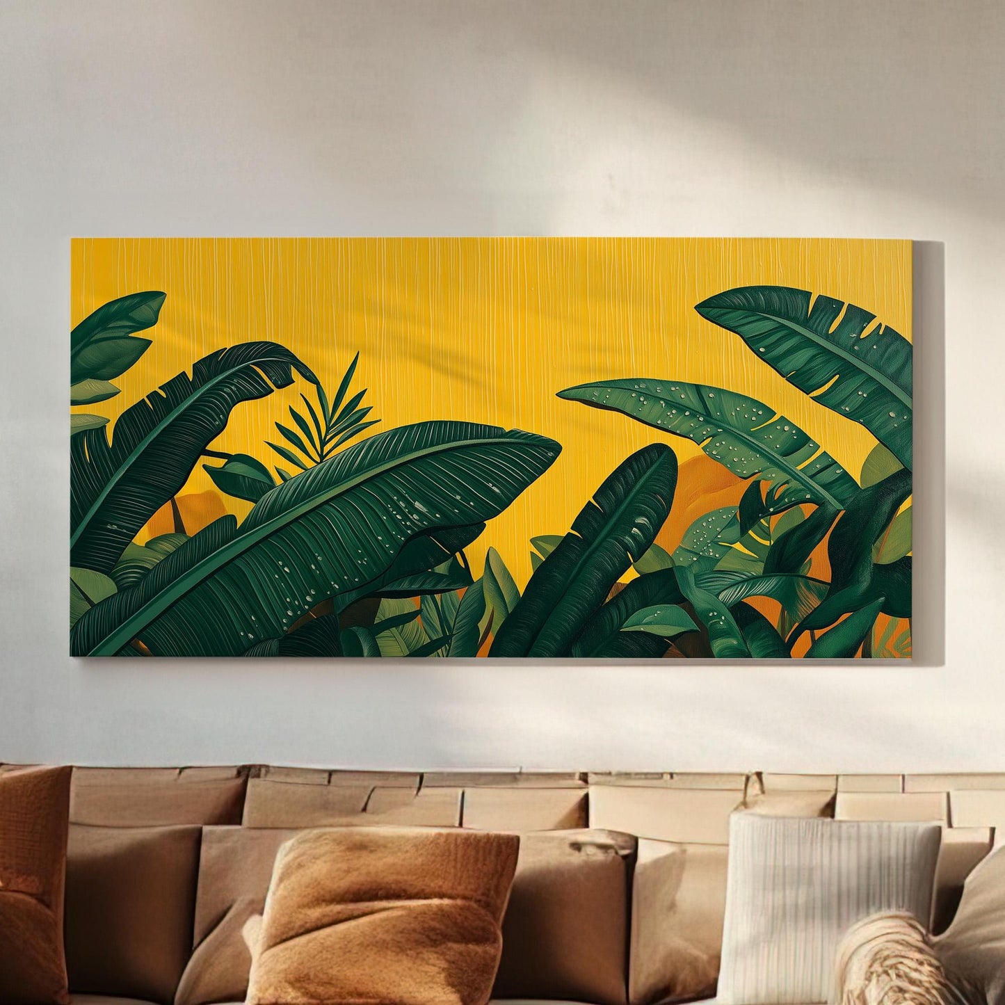 Rain In The Jungle Canvas Wall Art For Living Room, Landscape Rainforest Canvas Print, Botanical Large Canvas Art