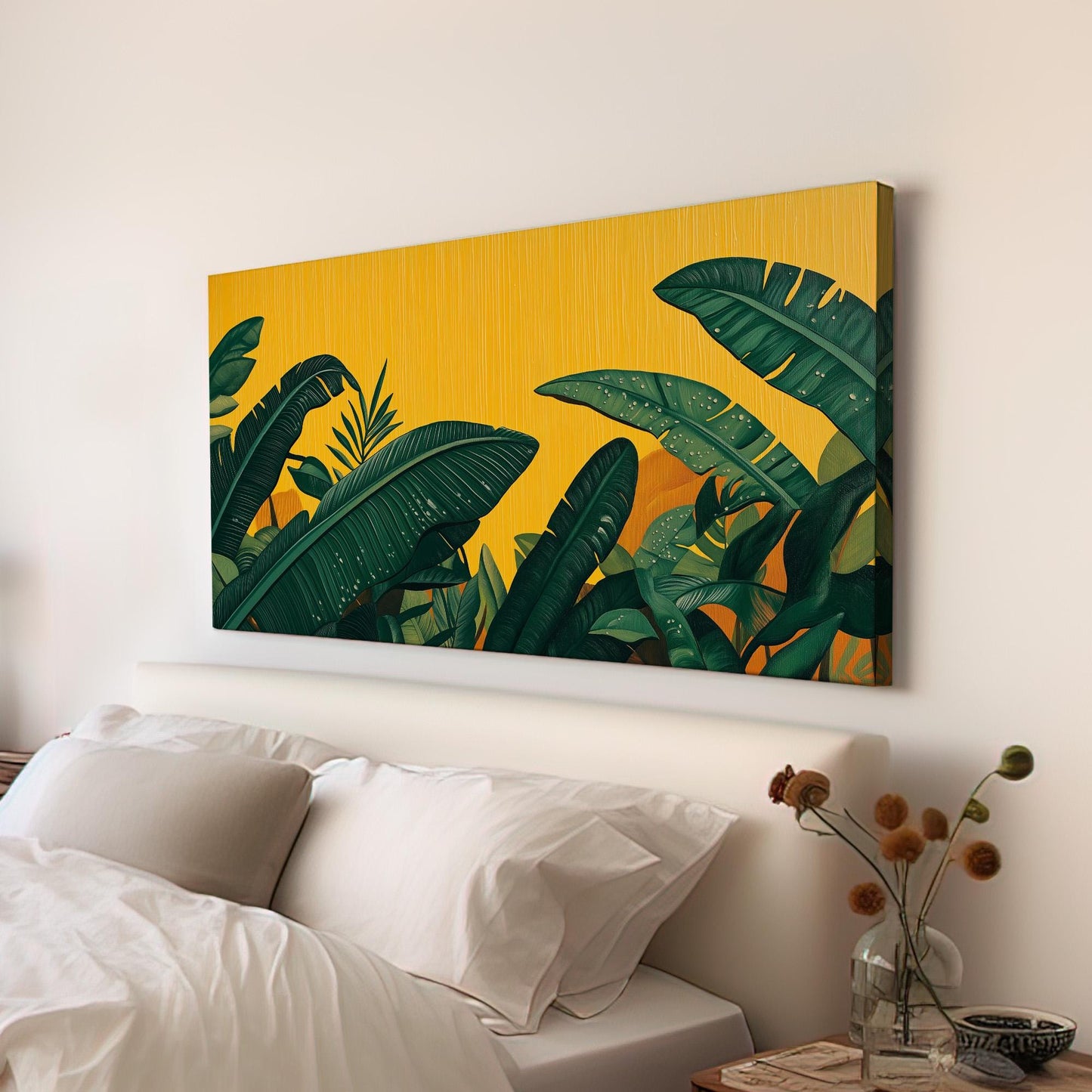 Rain In The Jungle Canvas Wall Art For Living Room, Landscape Rainforest Canvas Print, Botanical Large Canvas Art
