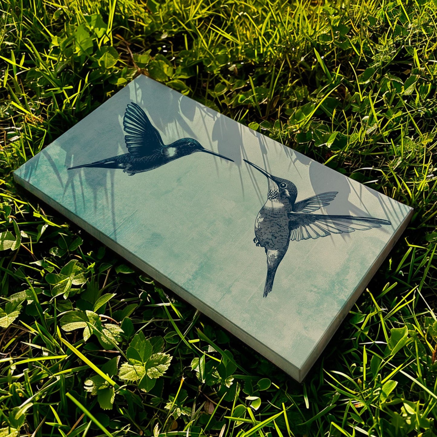 Hummingbird Couple Canvas Wall Art For Living Room, Landscape Elegant Canvas Print, Colibri Large Canvas Art