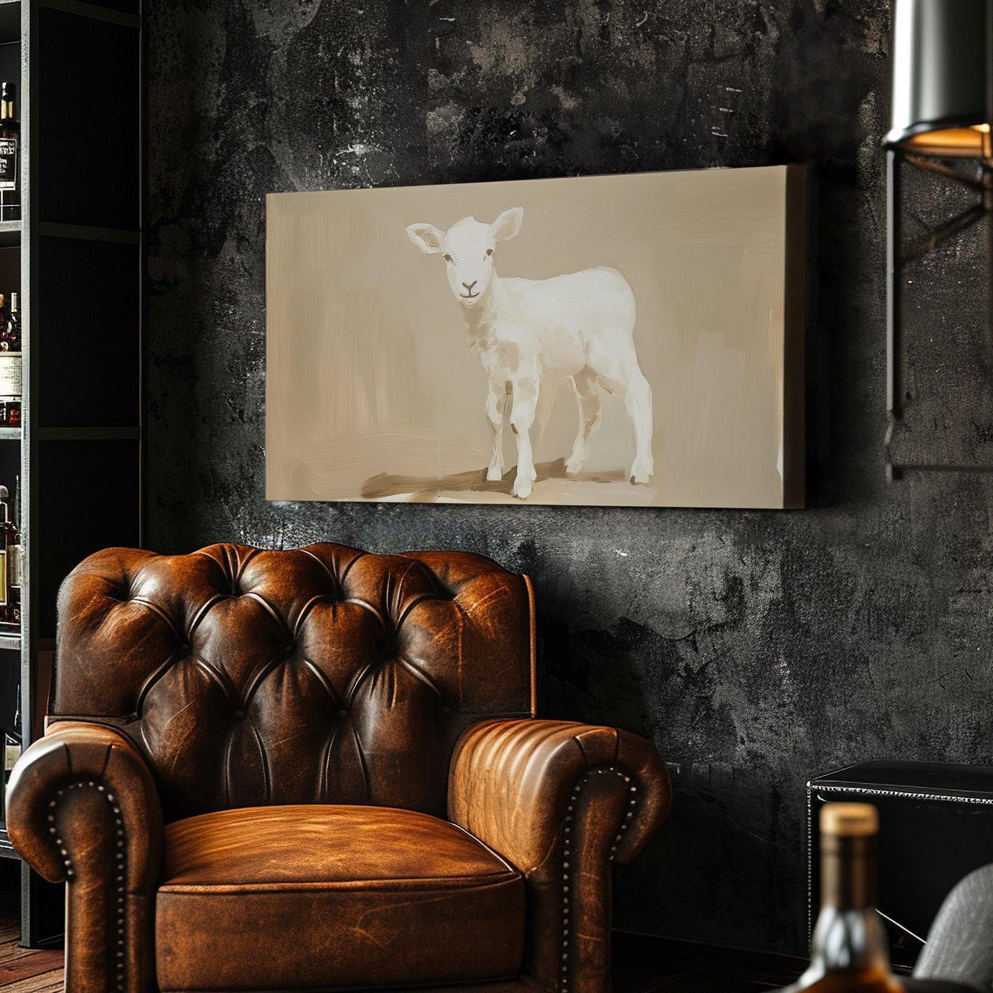 Baby Goat Canvas Wall Art For Bedroom, Landscape Minimal Canvas Print, Farmhouse Large Canvas Art