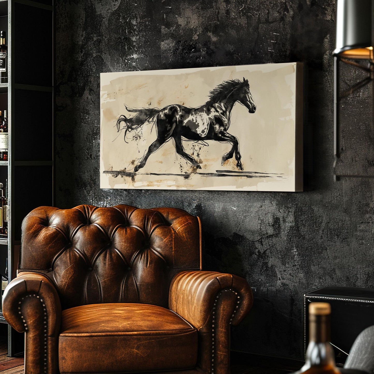 Abstract Running Horse Canvas Print: Minimalist Farmhouse Wall Art
