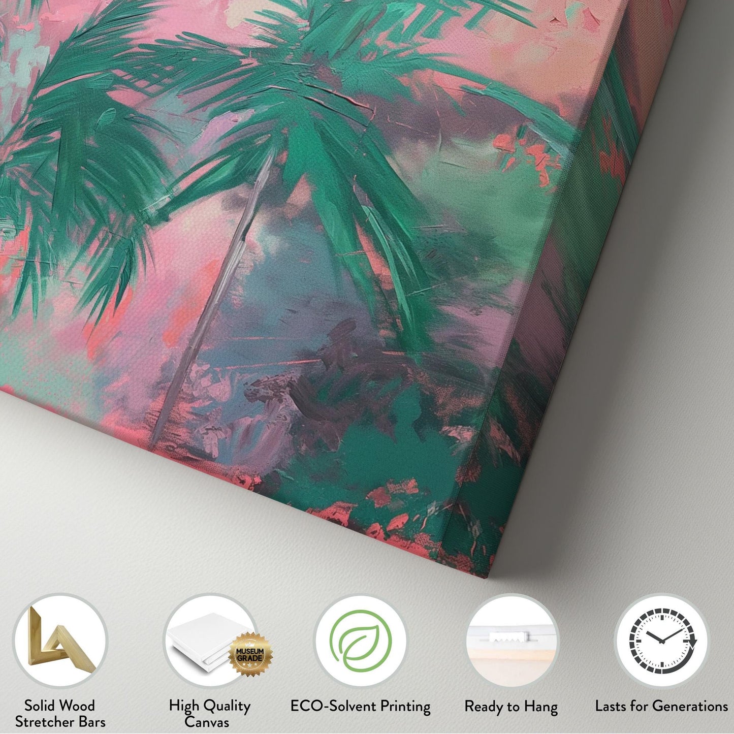 Florida Palm Tree in Pink Storm Canvas Wall Art For Living Room, Landscape Tropical Canvas Print, Summer Large Canvas Art