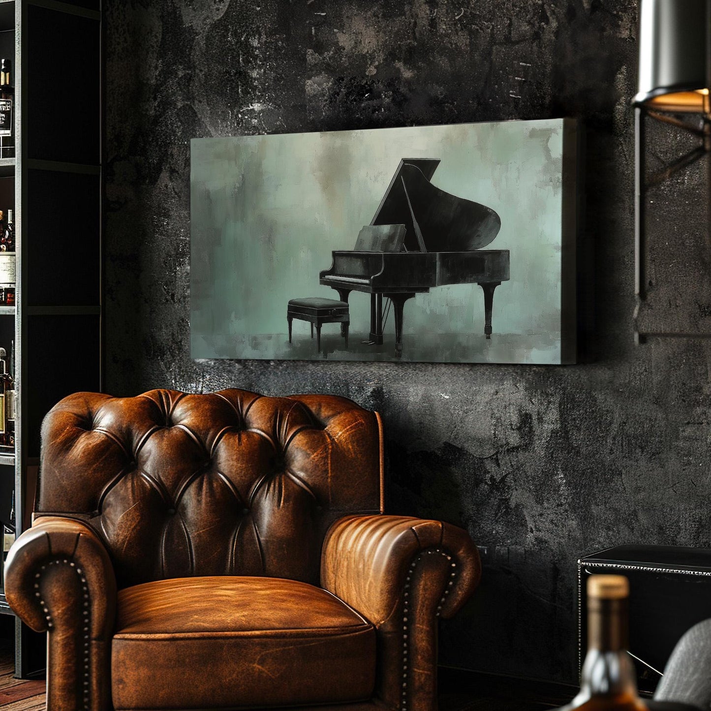 Piano Abstract Canvas Wall Art For Living Room, Landscape Pianist Canvas Print, Classical Large Canvas Art