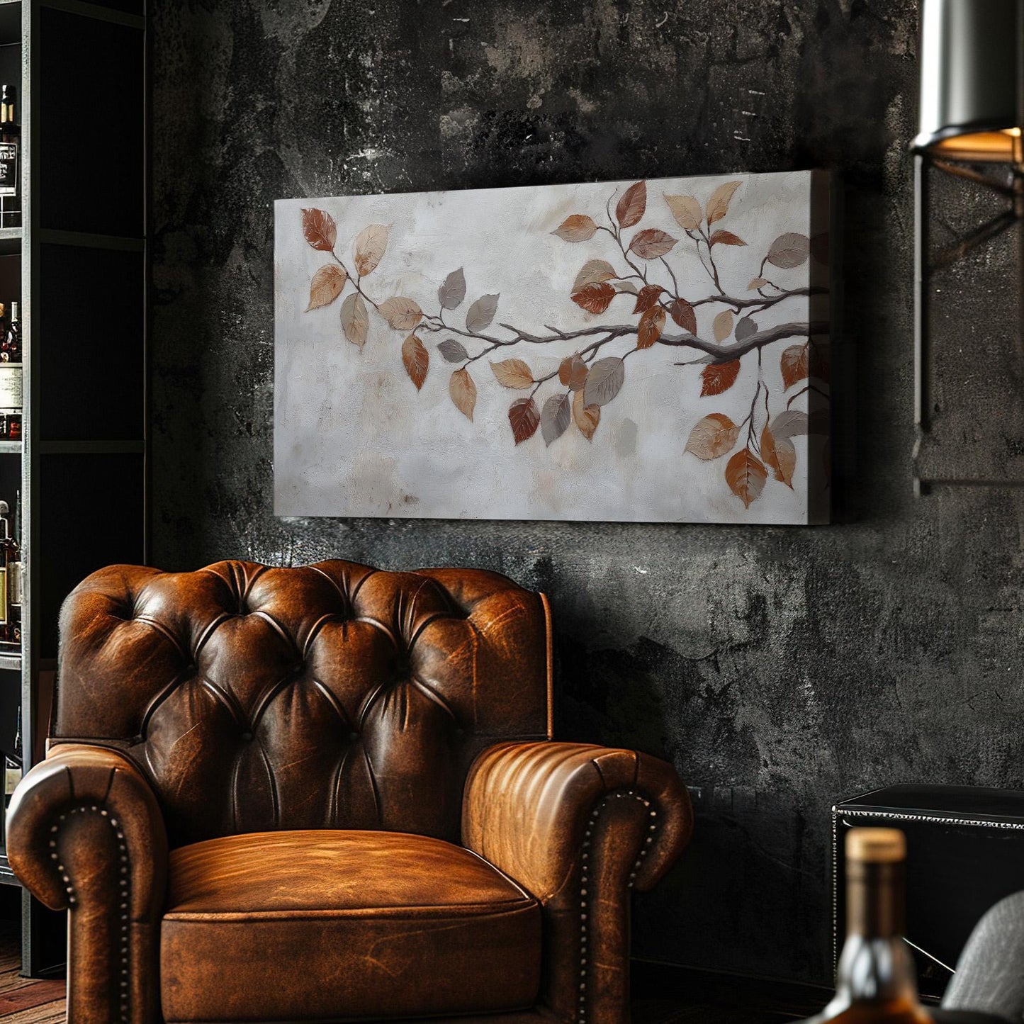 Vintage Autumn Tree Branch Canvas Wall Art For Living Room, Landscape Cozy Autumn Canvas Print, Rustic Fall Large Canvas Art