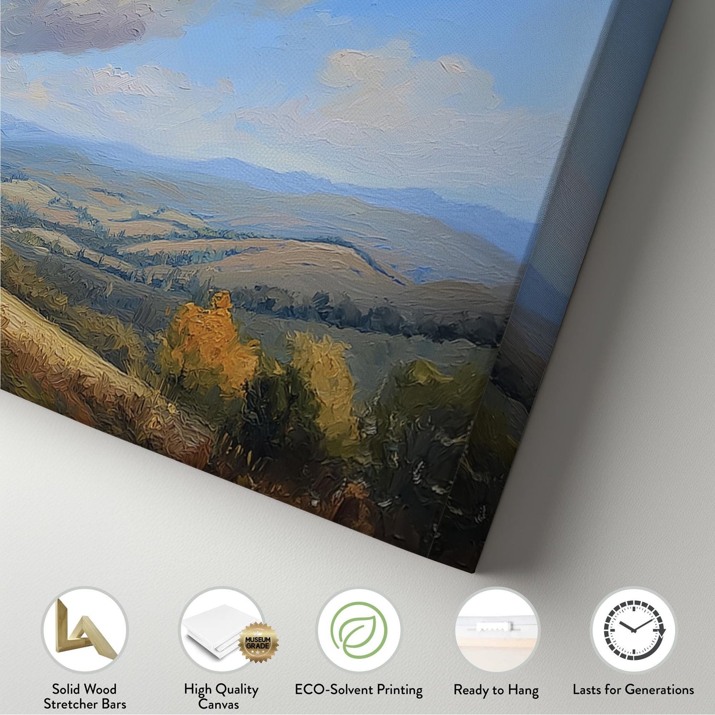 Lone Farm Panoramic Wall Art Tuscany, Panorama Tuscan Village Canvas Print, Italian Countryside Decor Canvas Art
