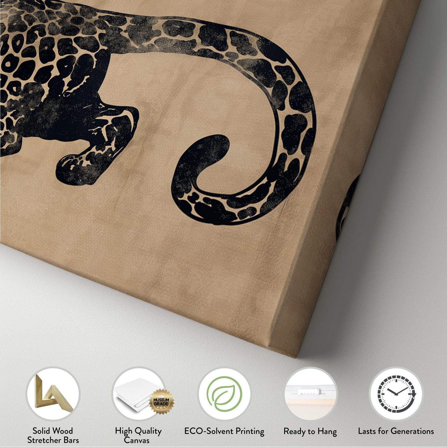 Leopard Minimal Panoramic Wall Art Aesthetic, Panorama Cheetah Canvas Print, Wildlife Decor Canvas Art