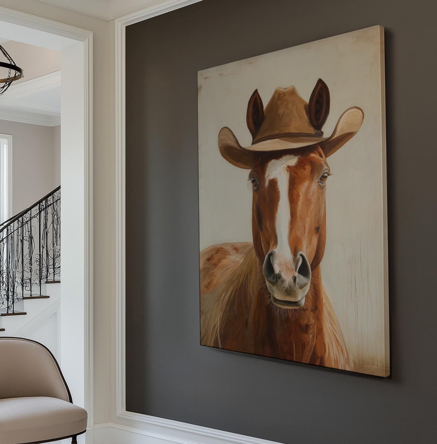 Horse Cowboy Vertical Wall Art Western, Decor Southwestern Canvas Print, Howdy Big Canvas Art